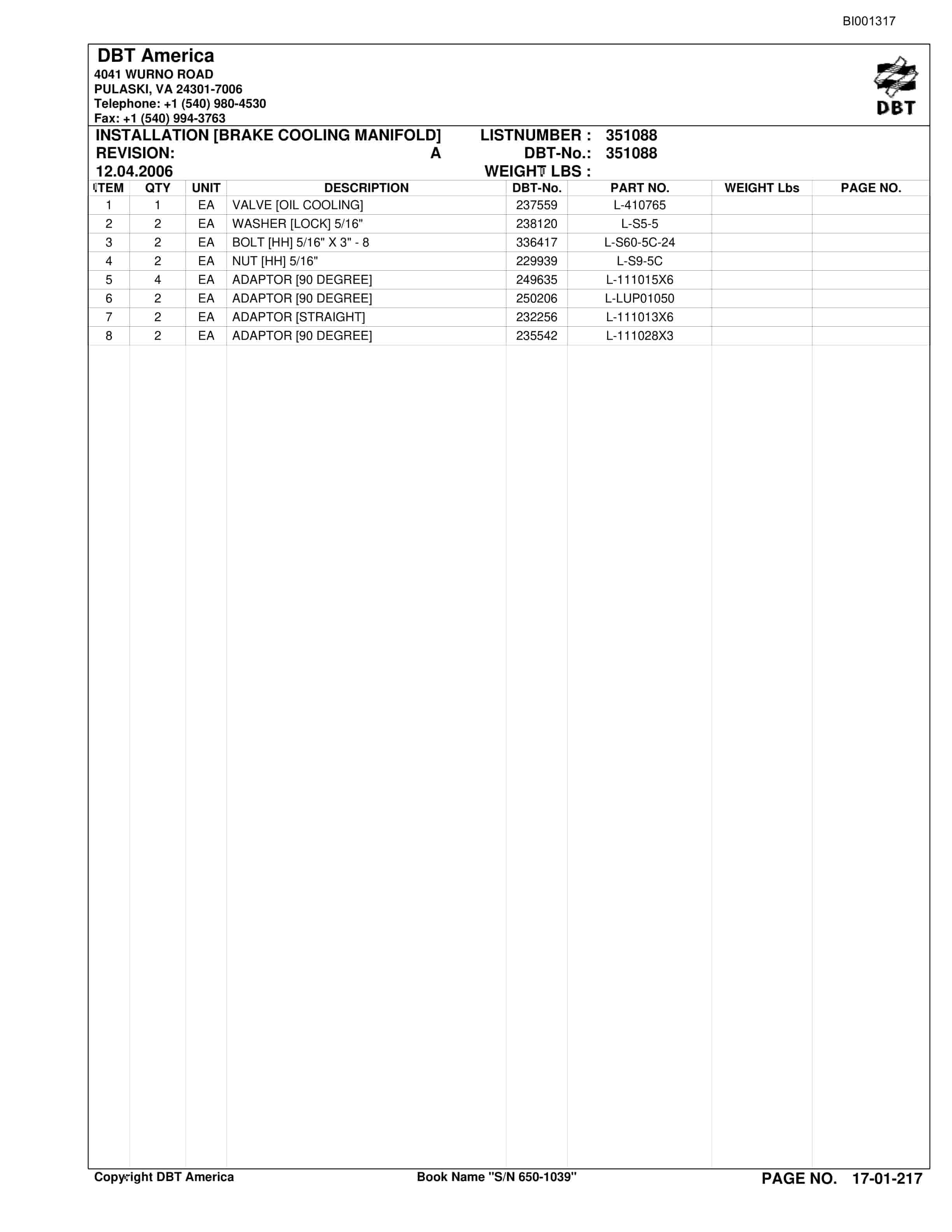 Bucyrus Versatrac Parts Catalog BI001317-3