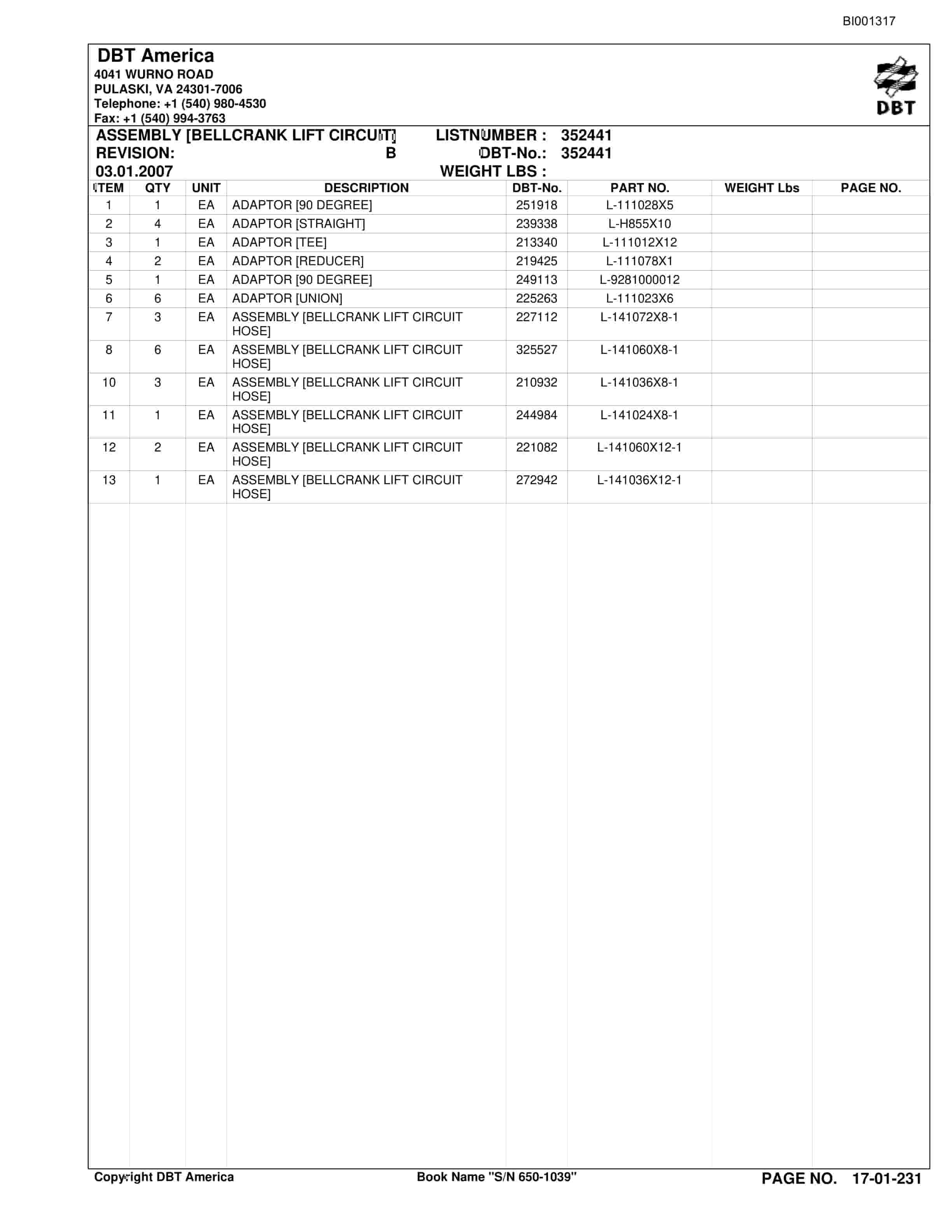Bucyrus Versatrac Parts Catalog BI001317-4