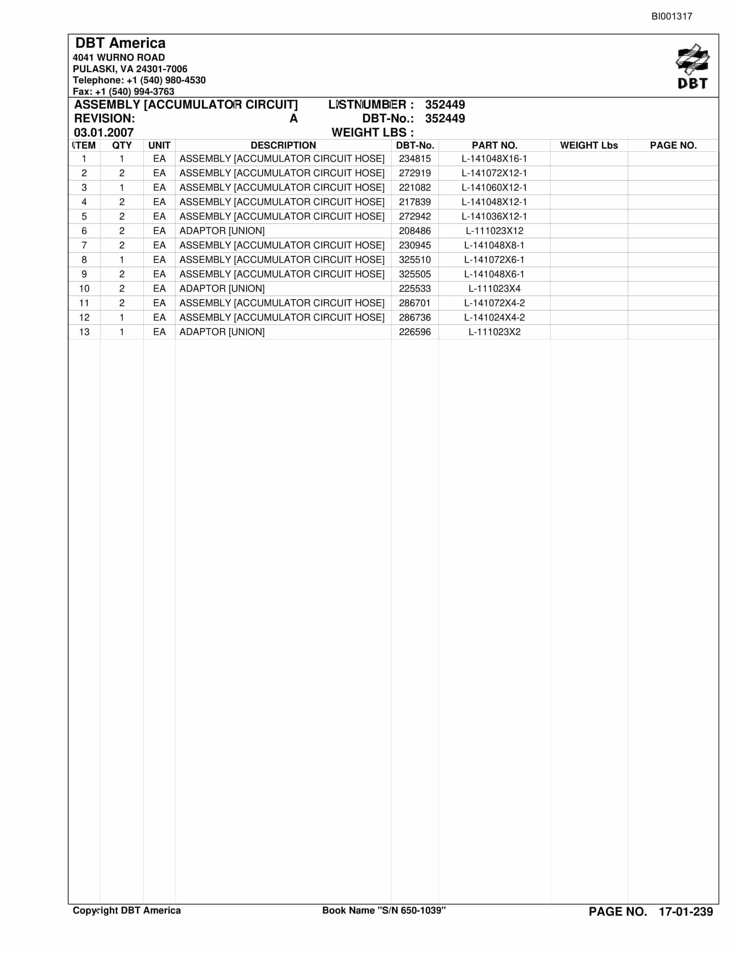 Bucyrus Versatrac Parts Catalog BI001317-5