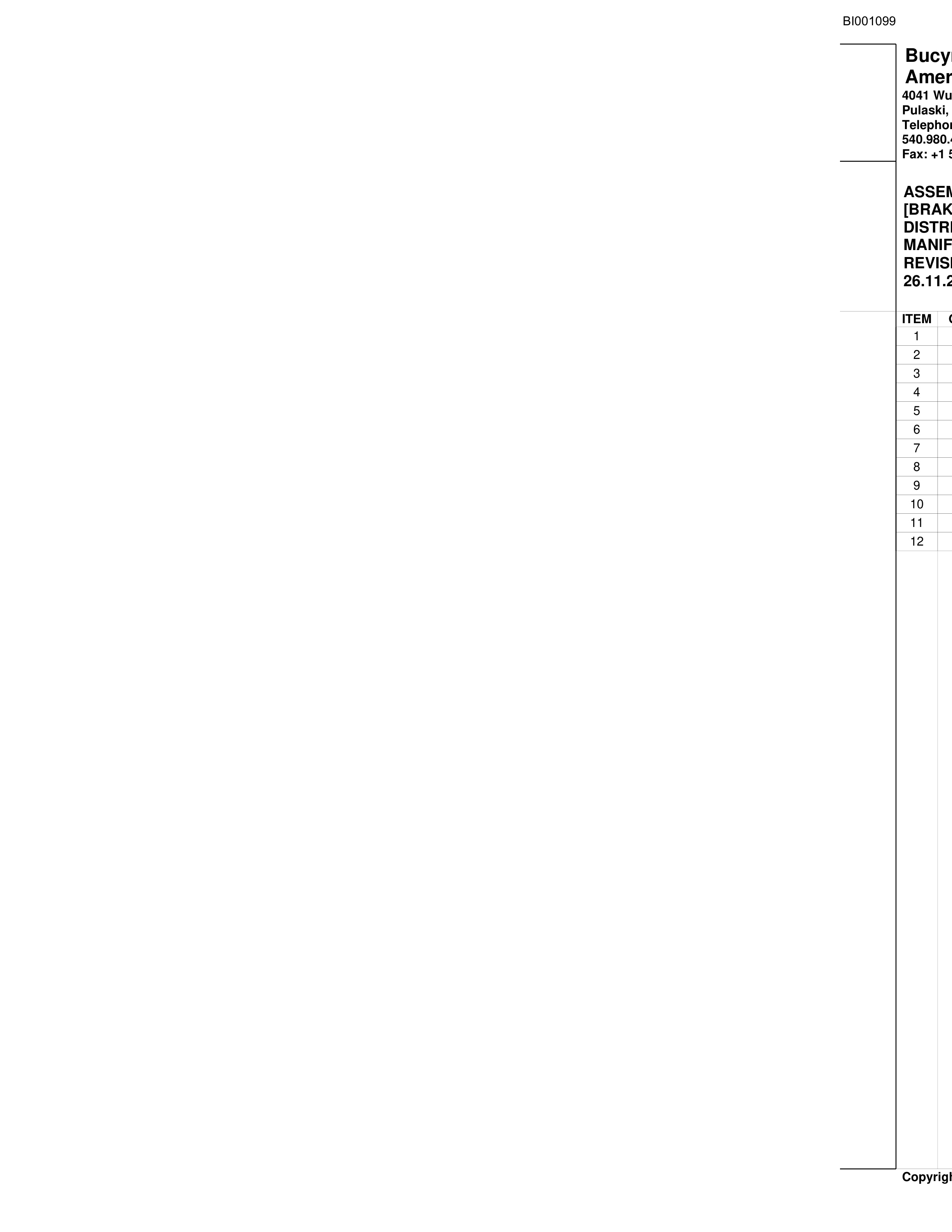 Bucyrus Versatrac Spare Parts List BI001099-2