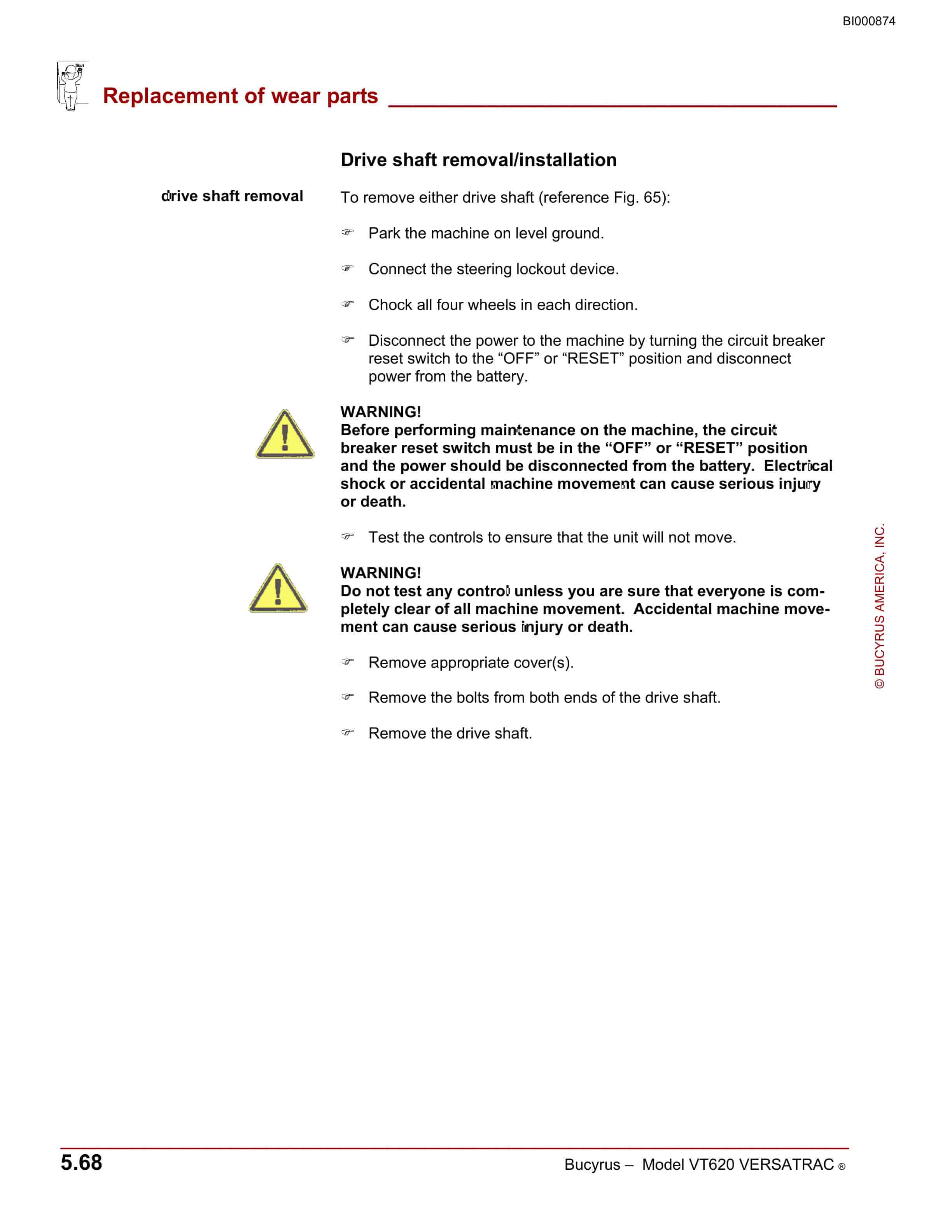 Bucyrus VT620 Versatrac Operation Manual BI000874-3