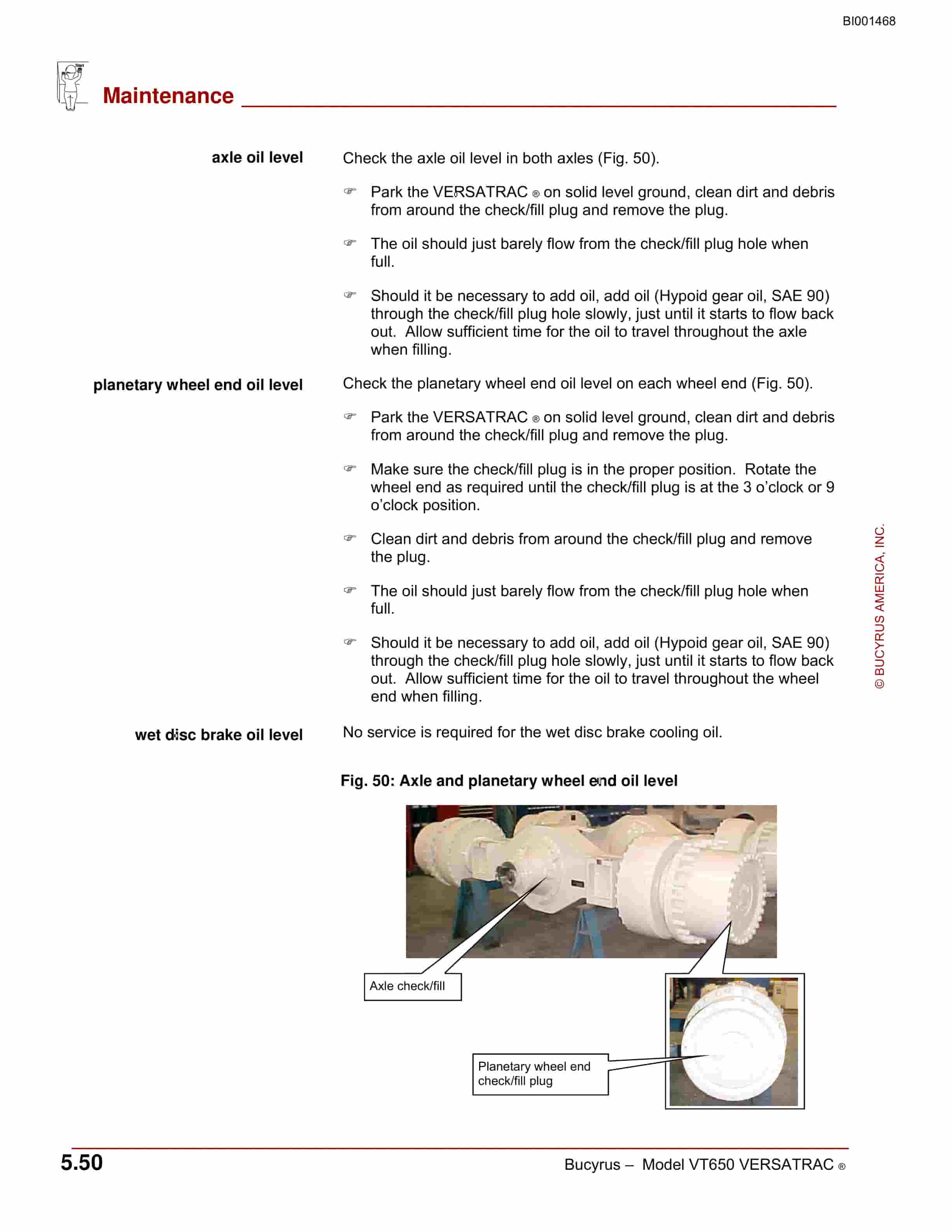 Bucyrus VT650 Versatrac Operation Manual BI001468-3