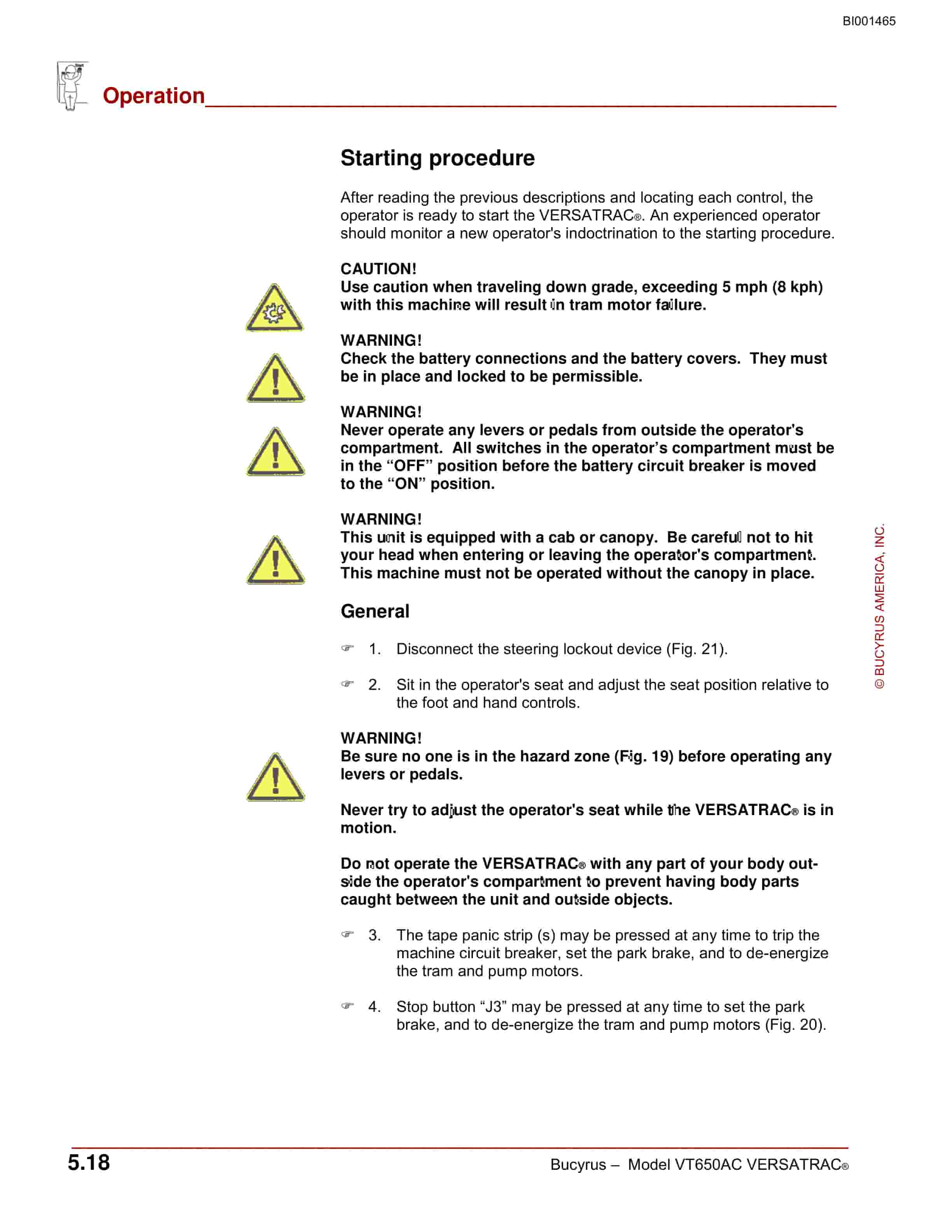 Bucyrus VT650AC Versatrac Operation Manual BI001465-2
