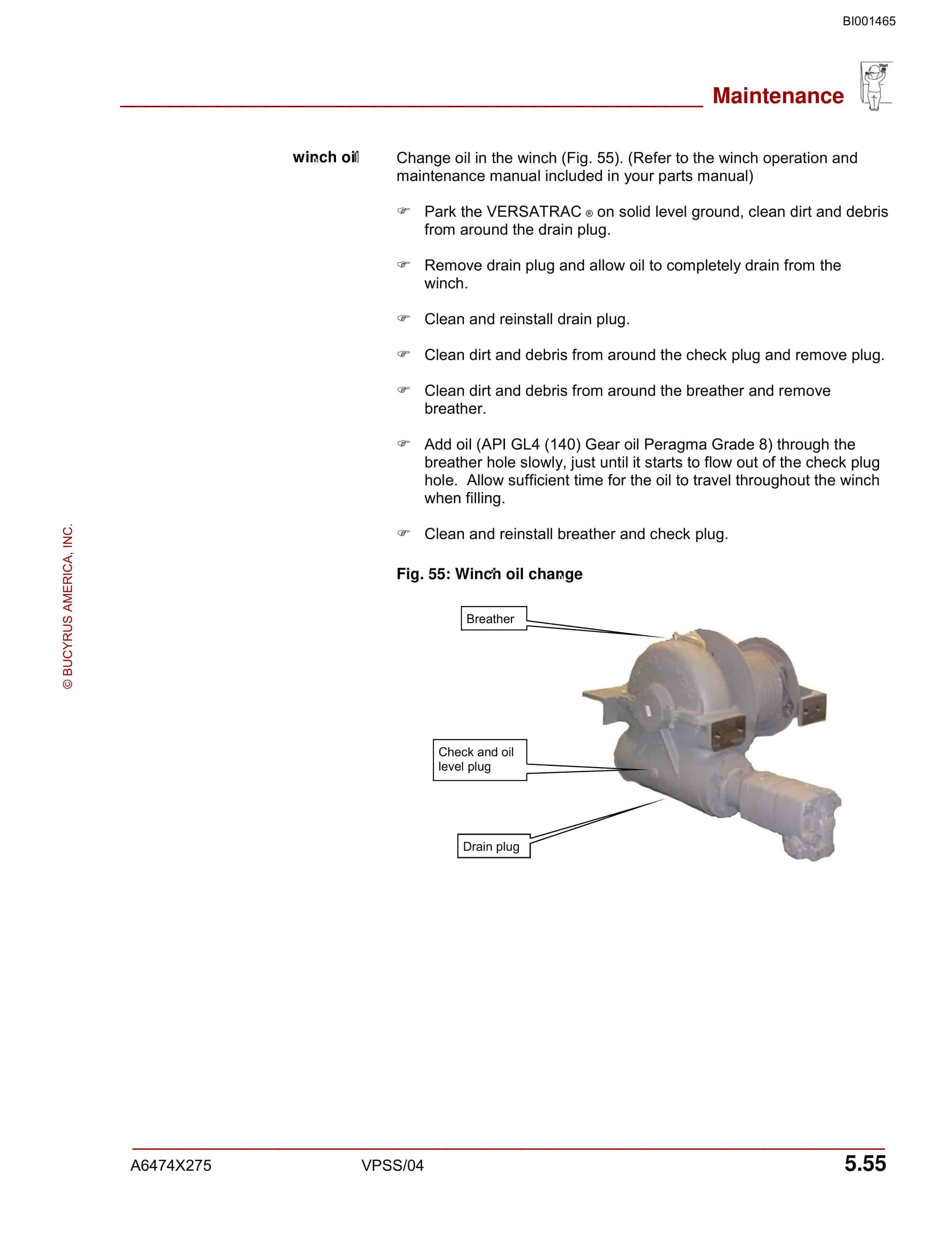 Bucyrus VT650AC Versatrac Operation Manual BI001465-5
