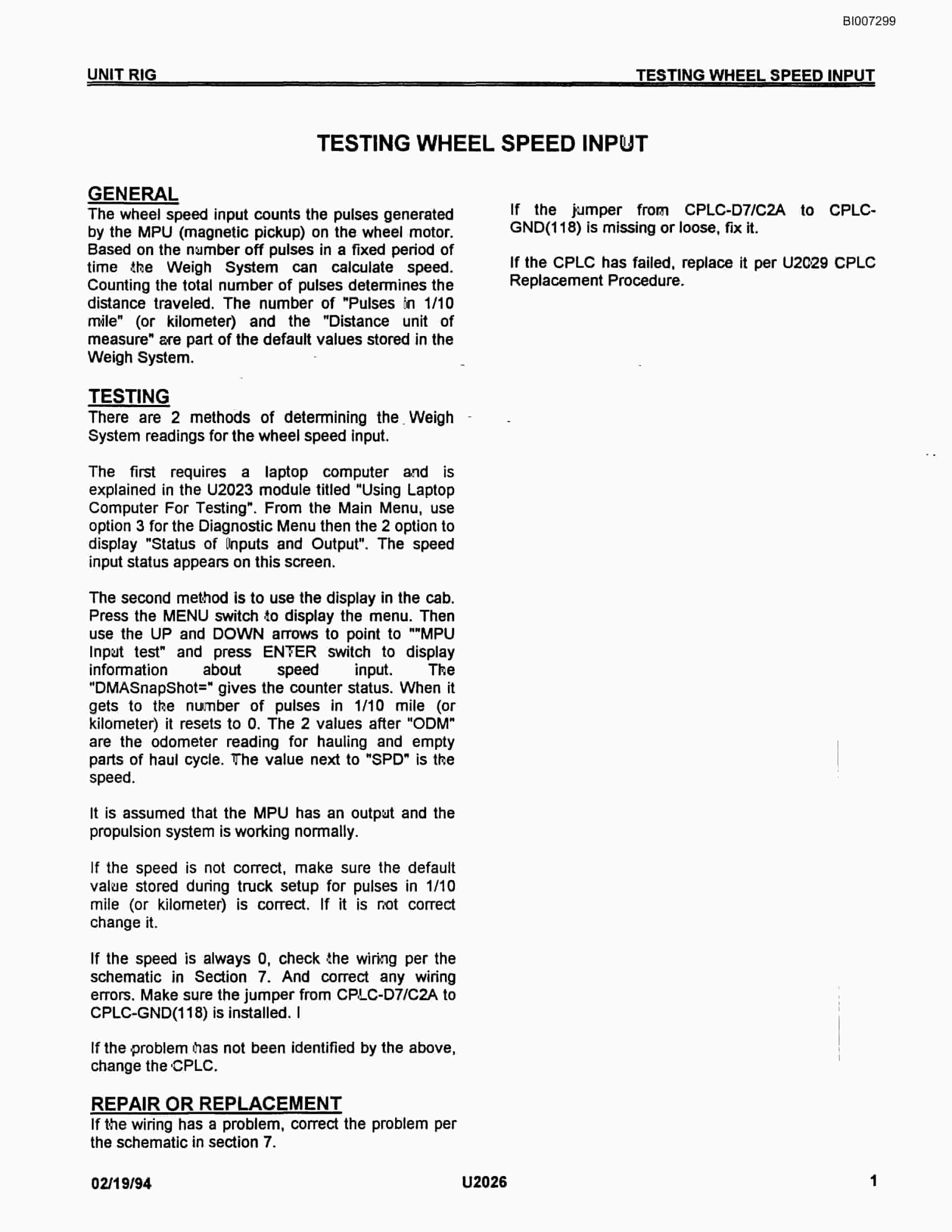 Bucyrus Weigh System Technical Manual BI007299-2