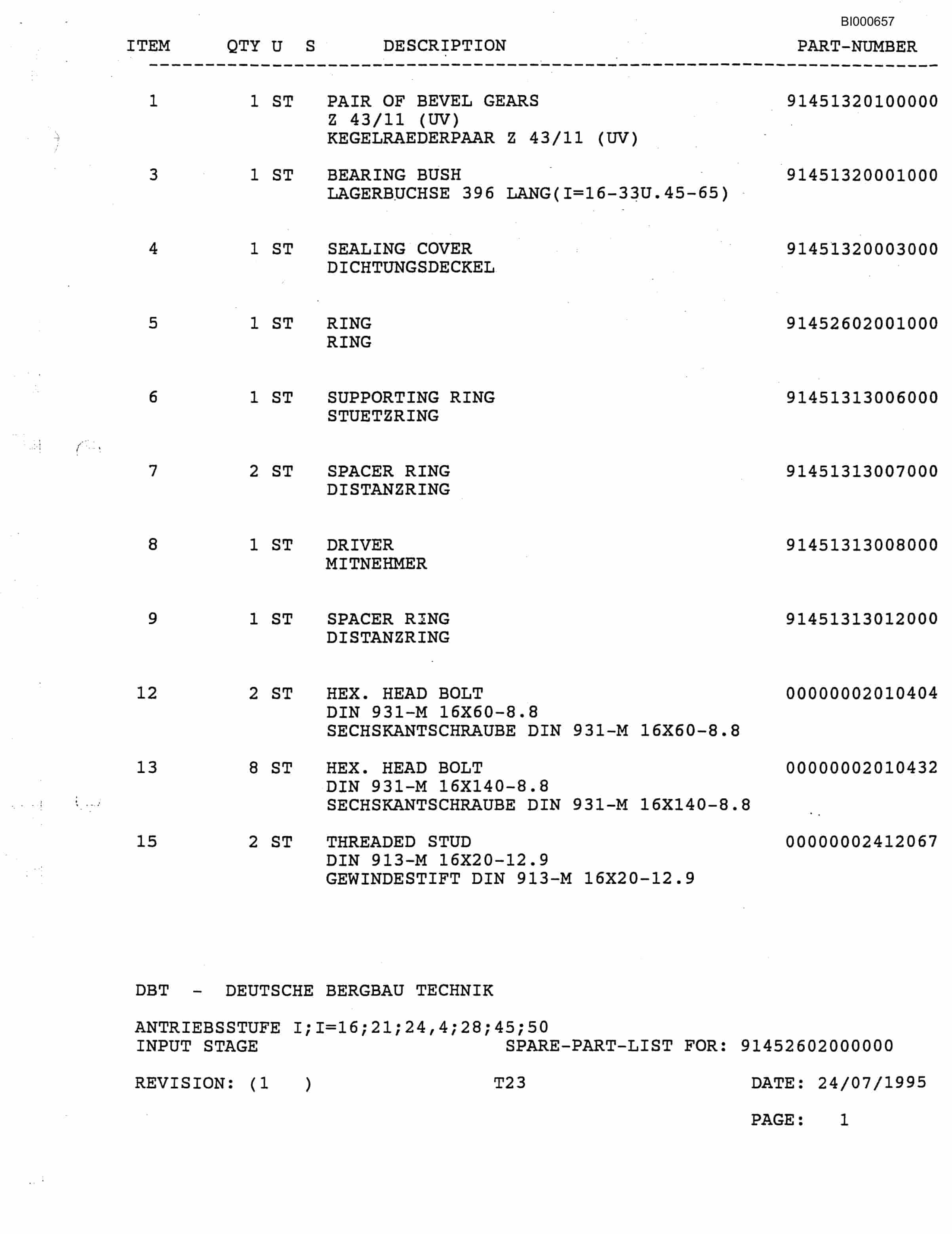 Bucyrus Yampa 20 Mile Parts Catalog BI000657-5