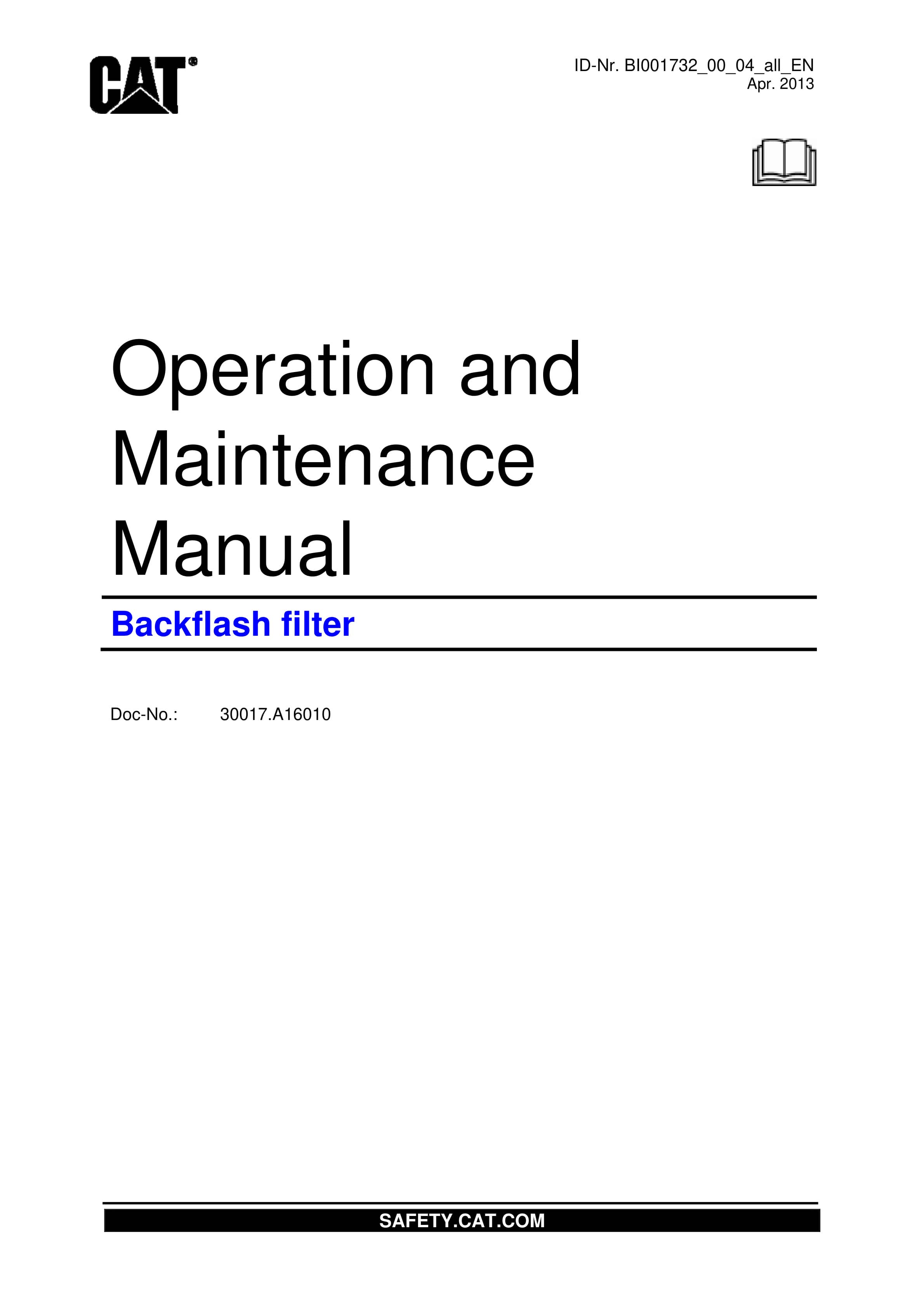 Caterpillar Backflash Filter Operation And Maintenance Manual BI001732-00-04-all-EN
