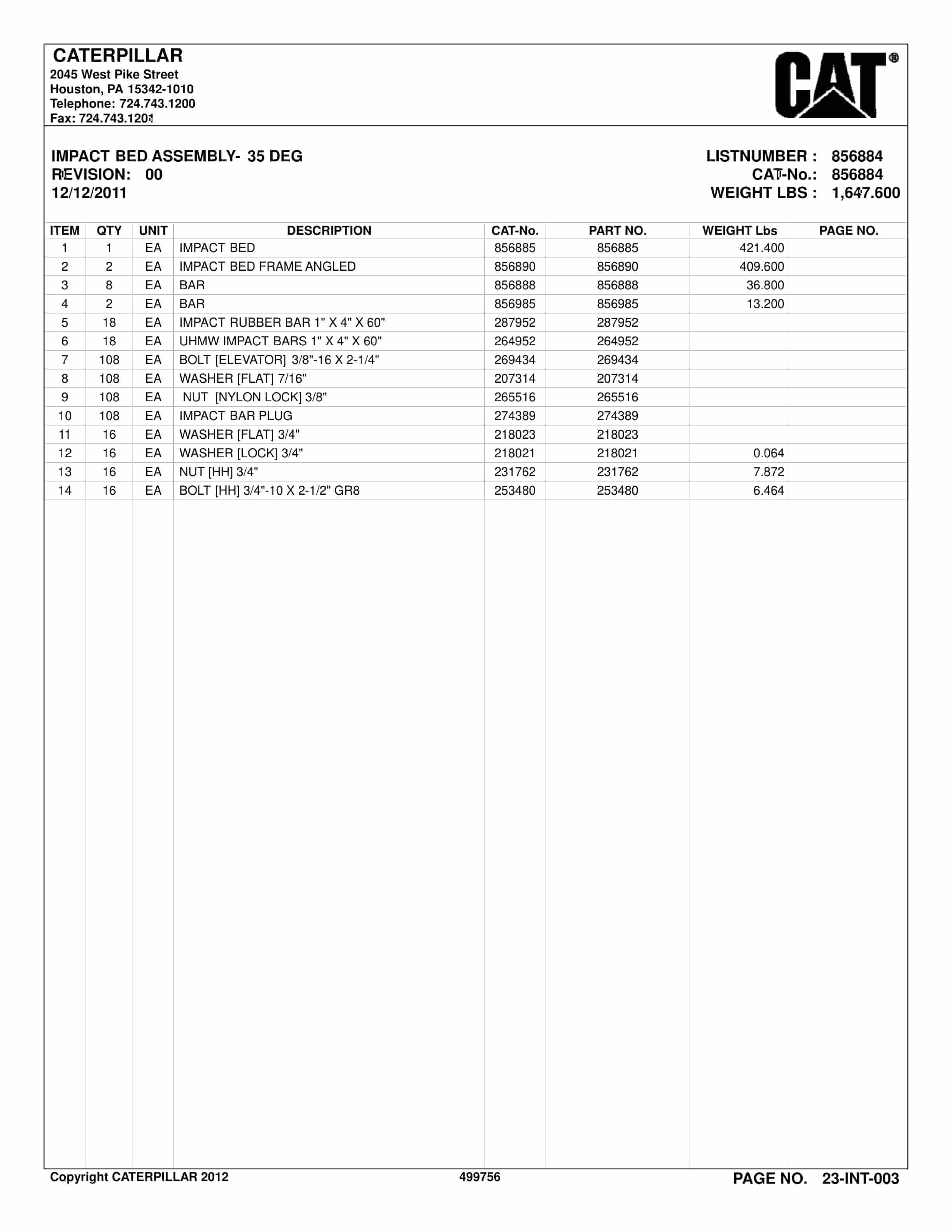 Caterpillar Belt System Parts And Service Manual BI001408-3