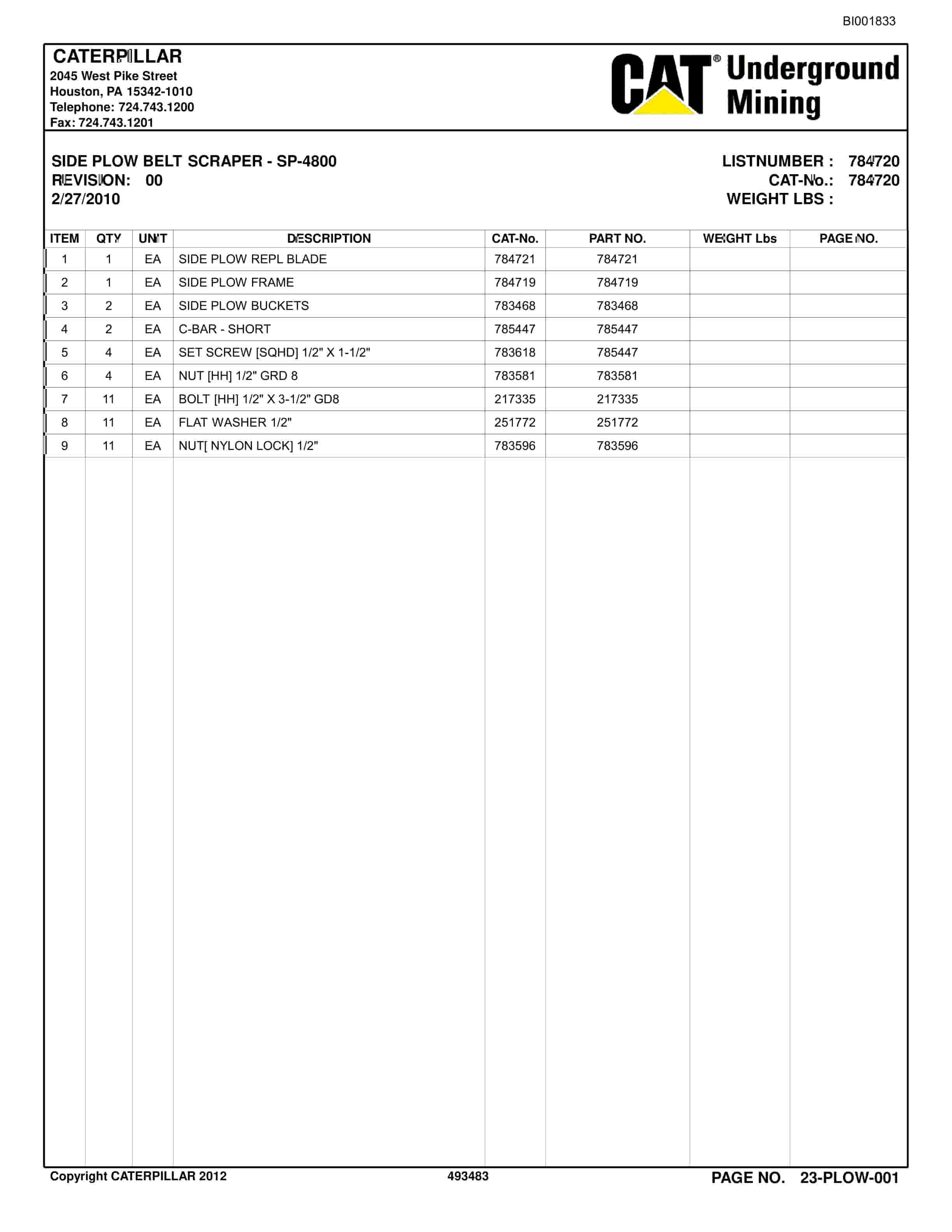 Caterpillar Belt System Parts And Service Manual BI001833-4