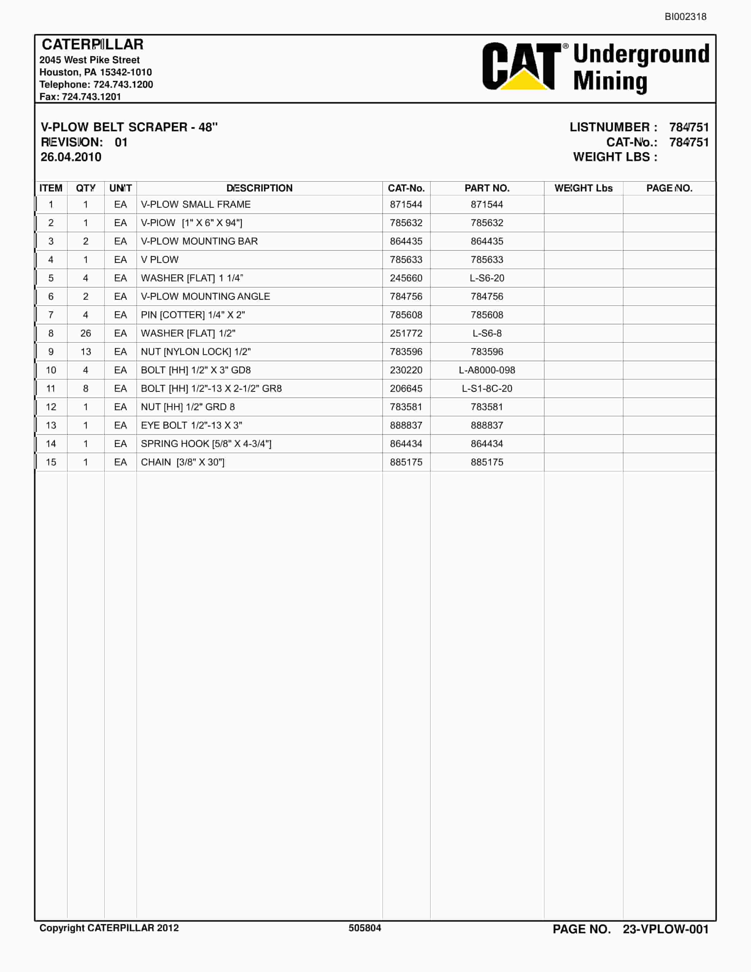 Caterpillar Belt System Parts And Service Manual BI002318-2