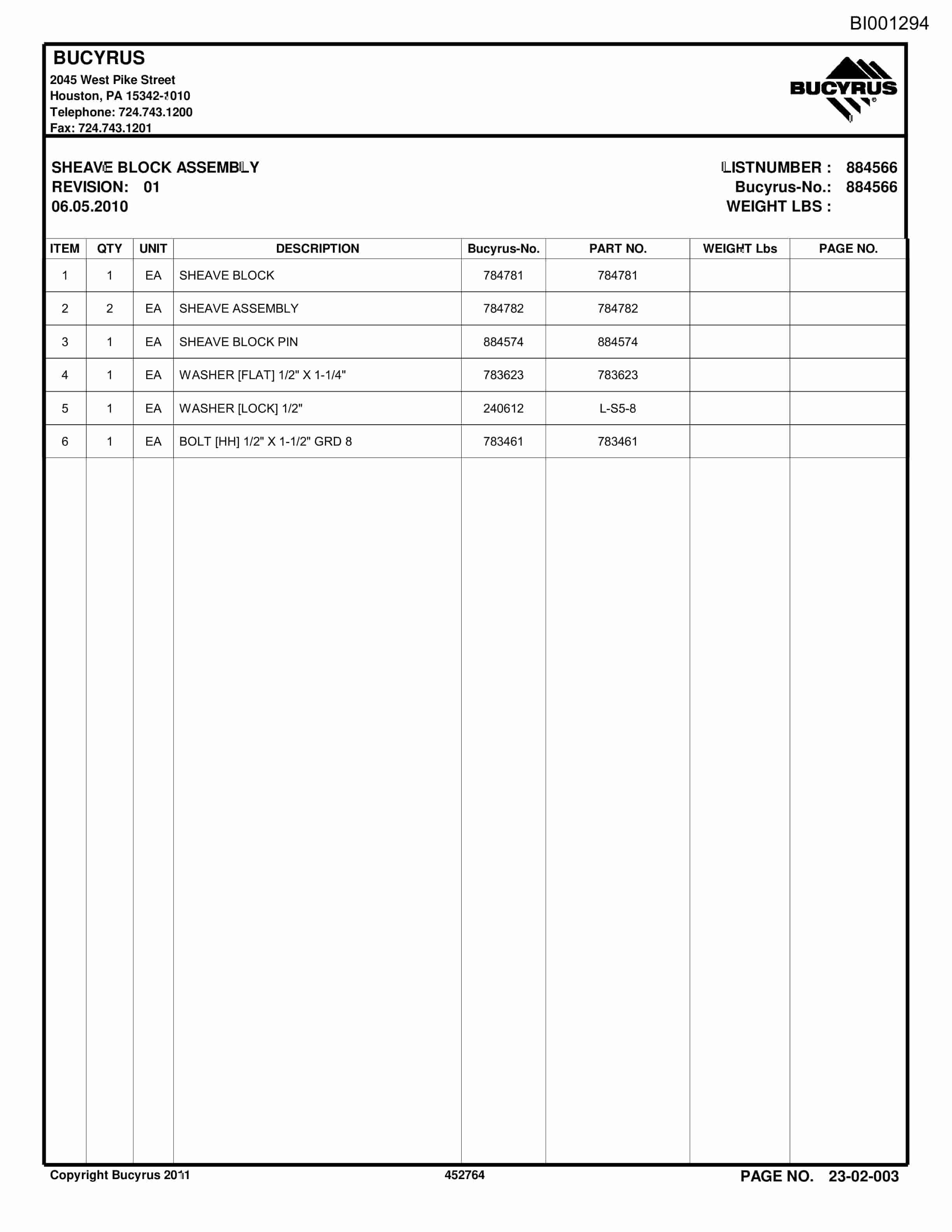 Caterpillar Belt System Parts Manual BI001294 3 Caterpillar Belt System Parts Manual BI001294-3