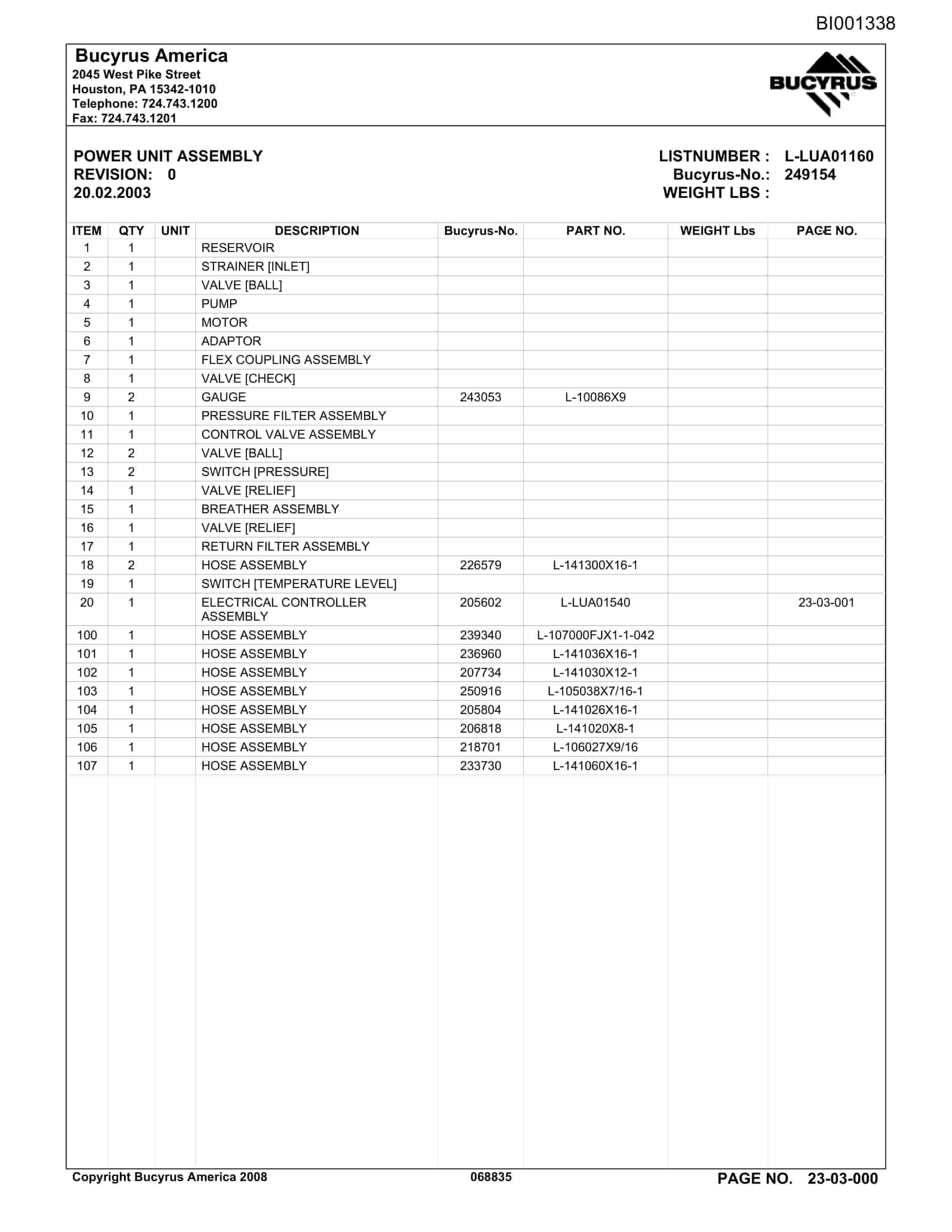 Caterpillar Black Beauty Coal Company Parts Manual BI001338 2 Caterpillar Black Beauty Coal Company Parts Manual BI001338-2