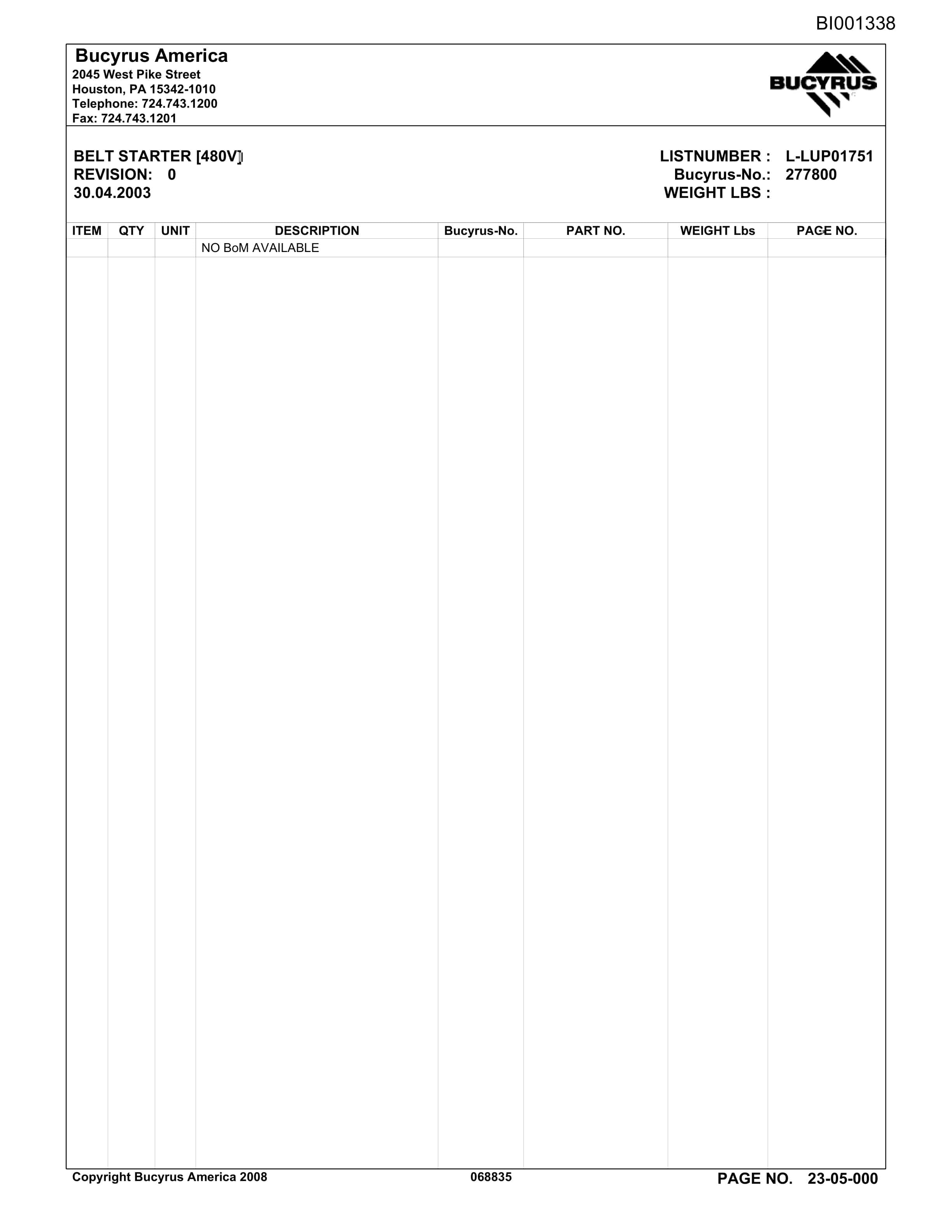Caterpillar Black Beauty Coal Company Parts Manual BI001338 3 Caterpillar Black Beauty Coal Company Parts Manual BI001338-3