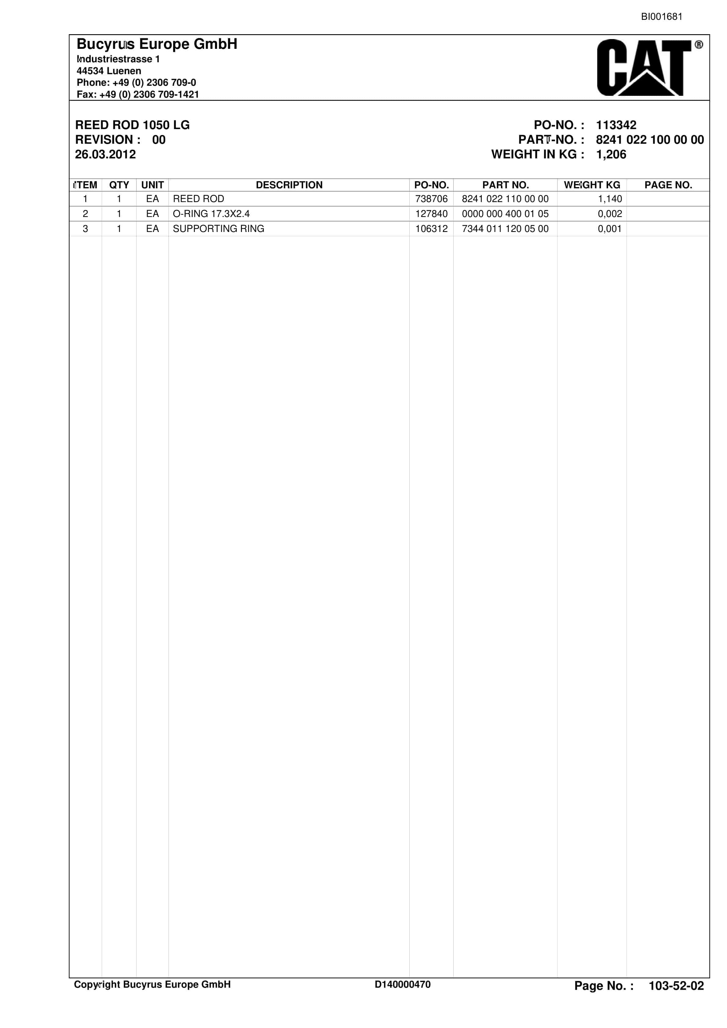 Caterpillar BMA Roof Support And Supply Parts Catalog BI001681-00-01 3 Caterpillar BMA Roof Support And Supply Parts Catalog BI001681-00-01-3