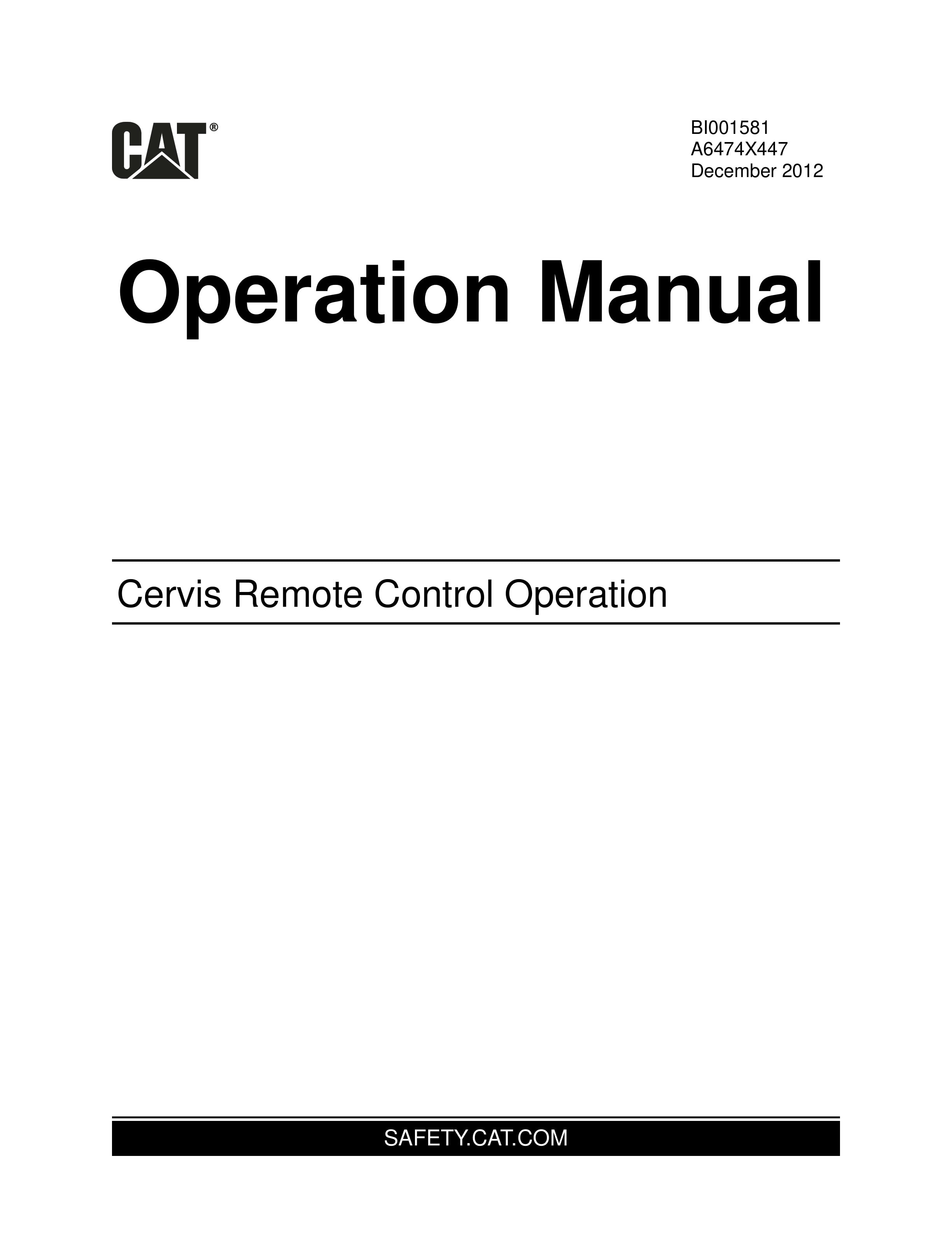 Caterpillar Cervis Remote Control Operation Operation Manual BI001581