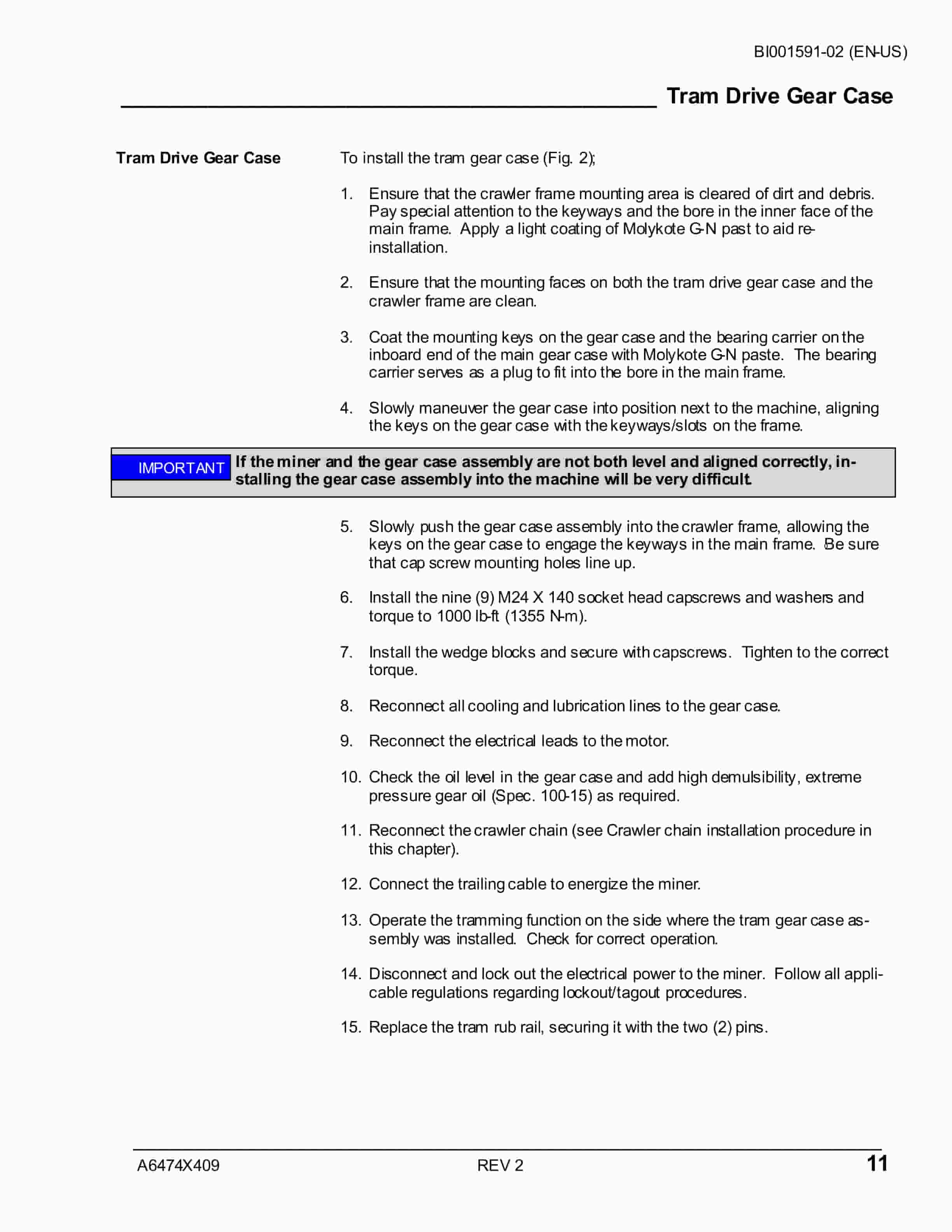 Caterpillar CM345 Continuous Miner Operation And Maintenance Manual BI001591-02-2