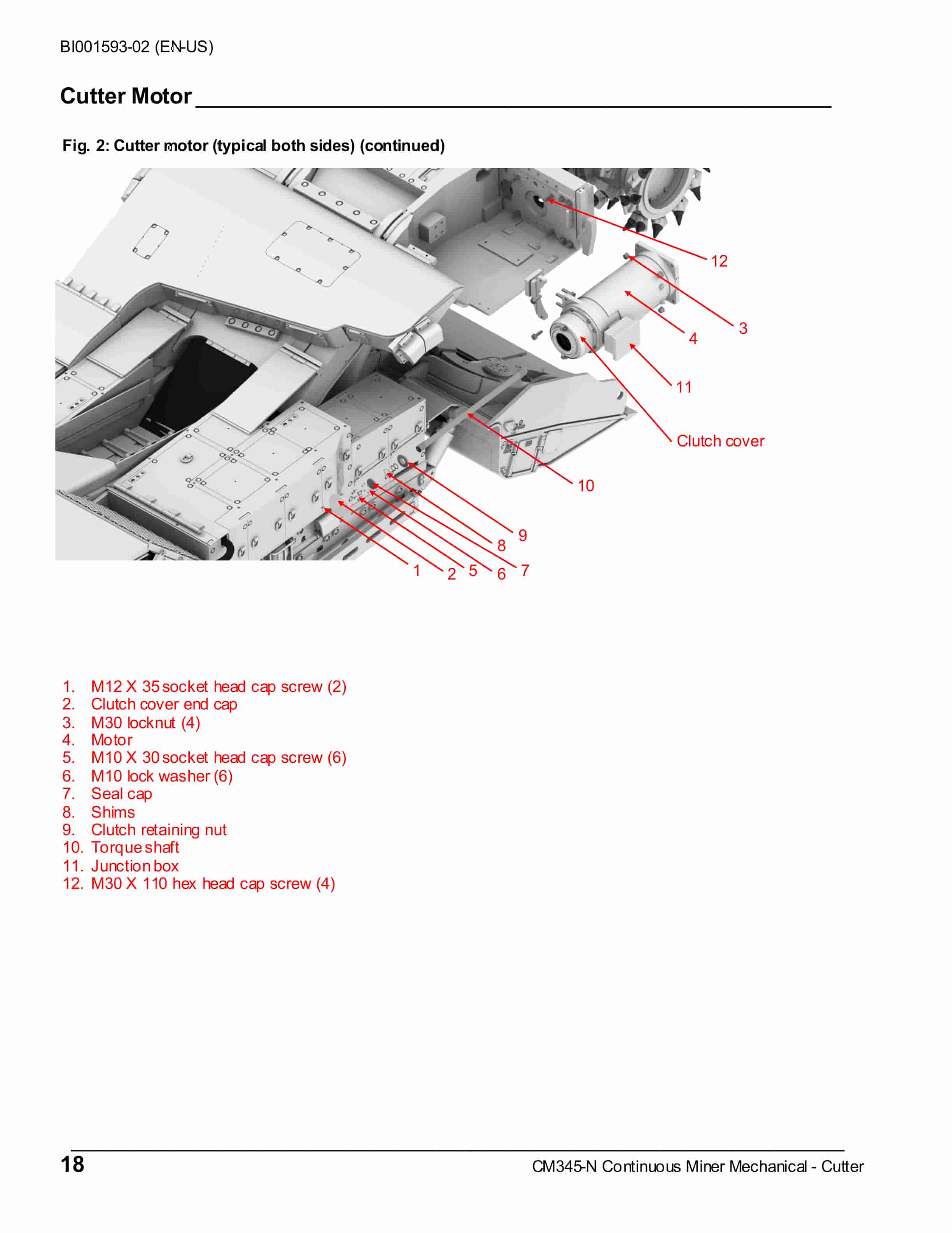 Caterpillar CM345 Continuous Miner Operation And Maintenance Manual BI001593-02-2