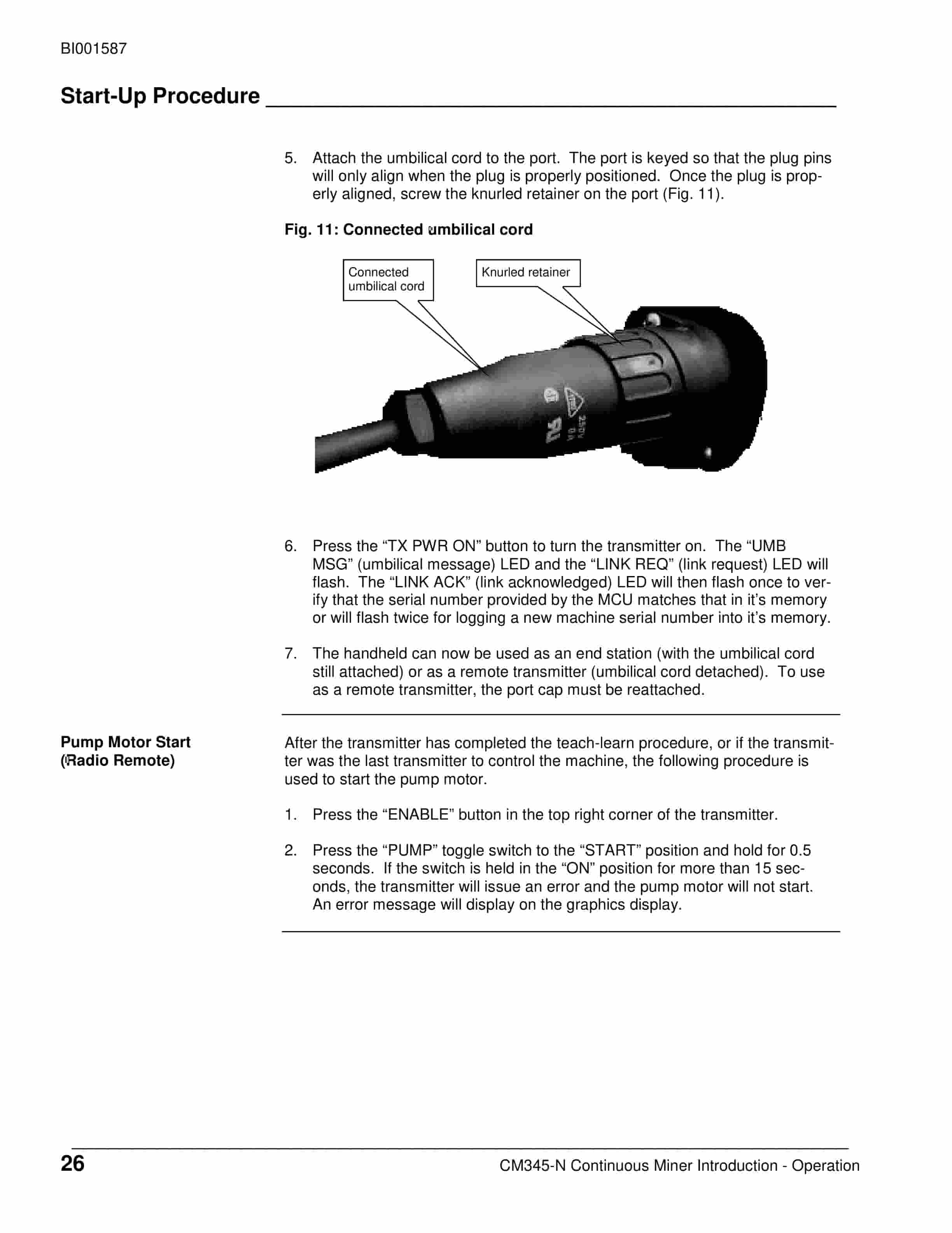 Caterpillar CM345-N Continuous Miner Operation And Maintenance Manual BI001587-3
