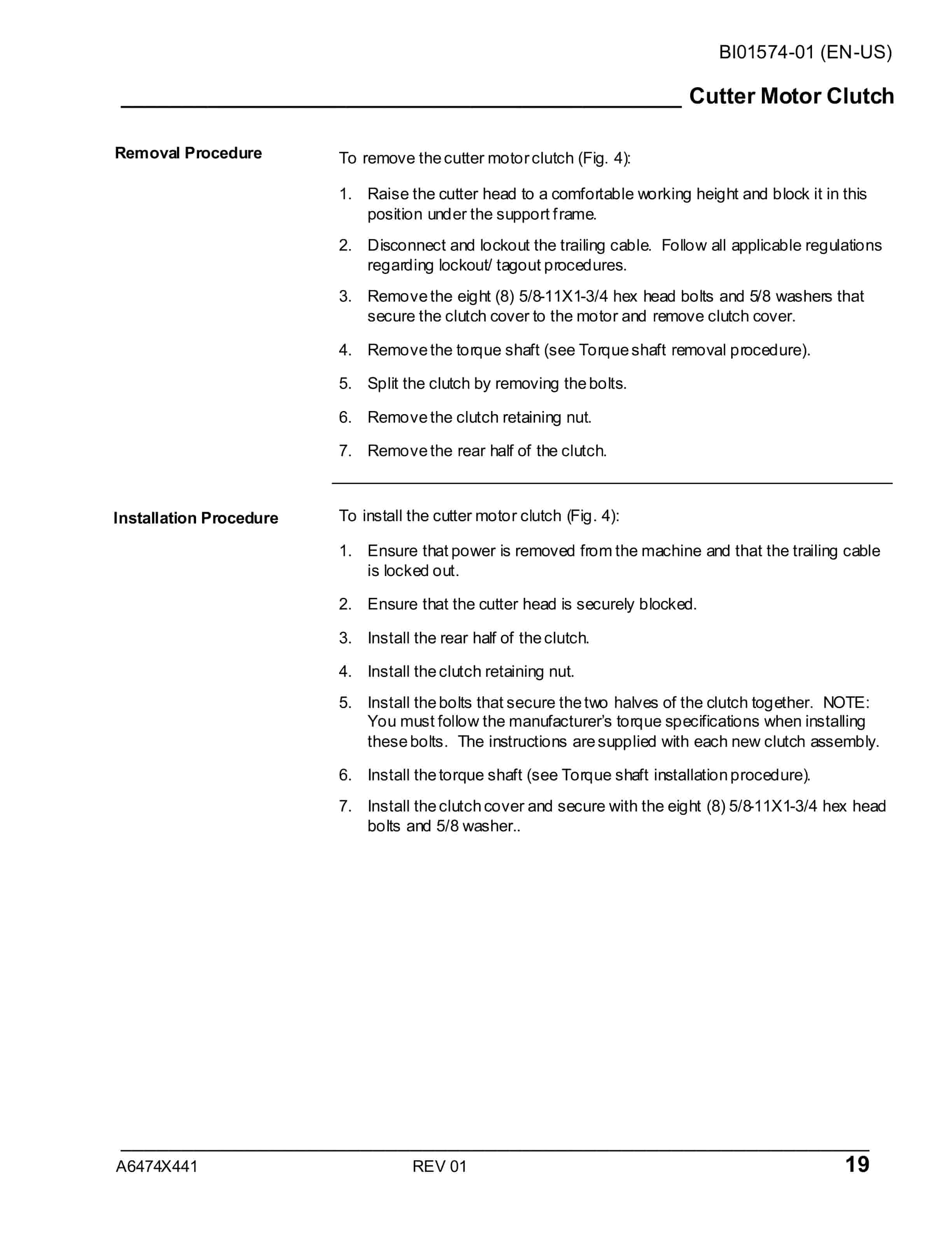 Caterpillar CM445 Continuous Miner Operation And Maintenance Manual BI001574-01-2