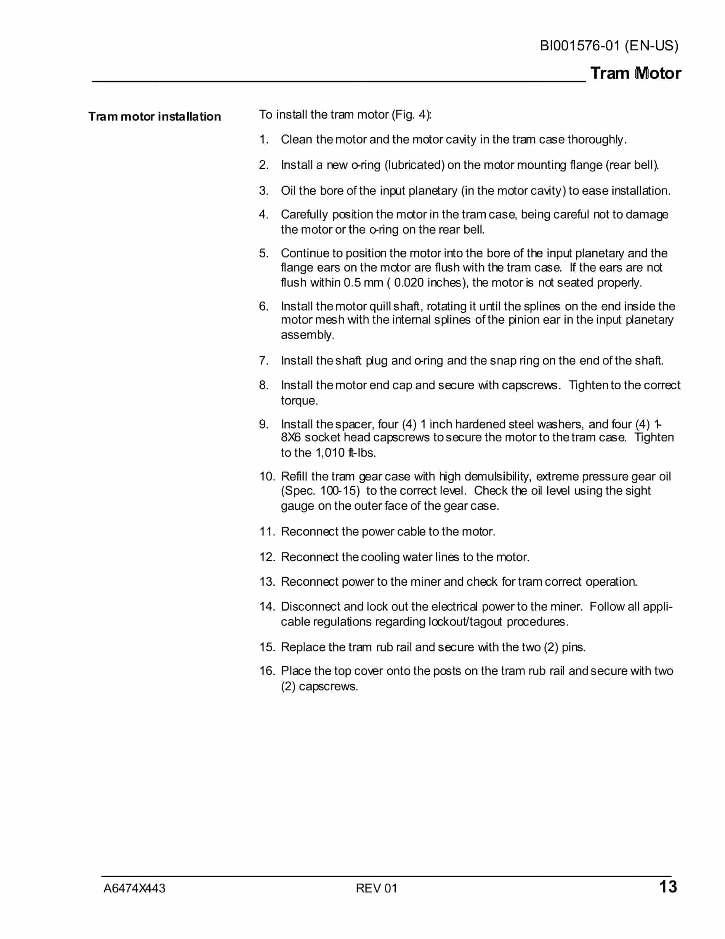 Caterpillar CM445 Continuous Miner Operation And Maintenance Manual BI001576-01-2
