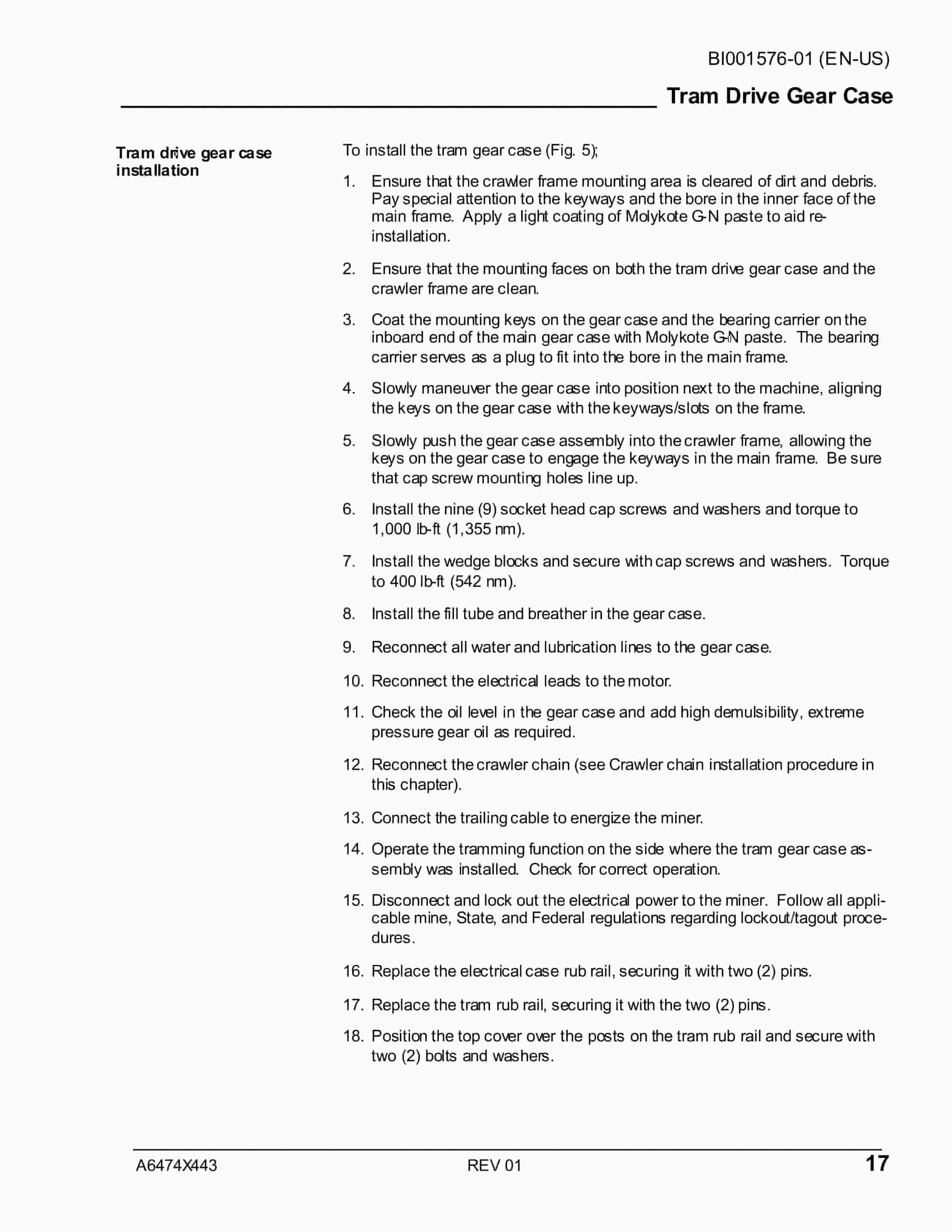 Caterpillar CM445 Continuous Miner Operation And Maintenance Manual BI001576-01-3