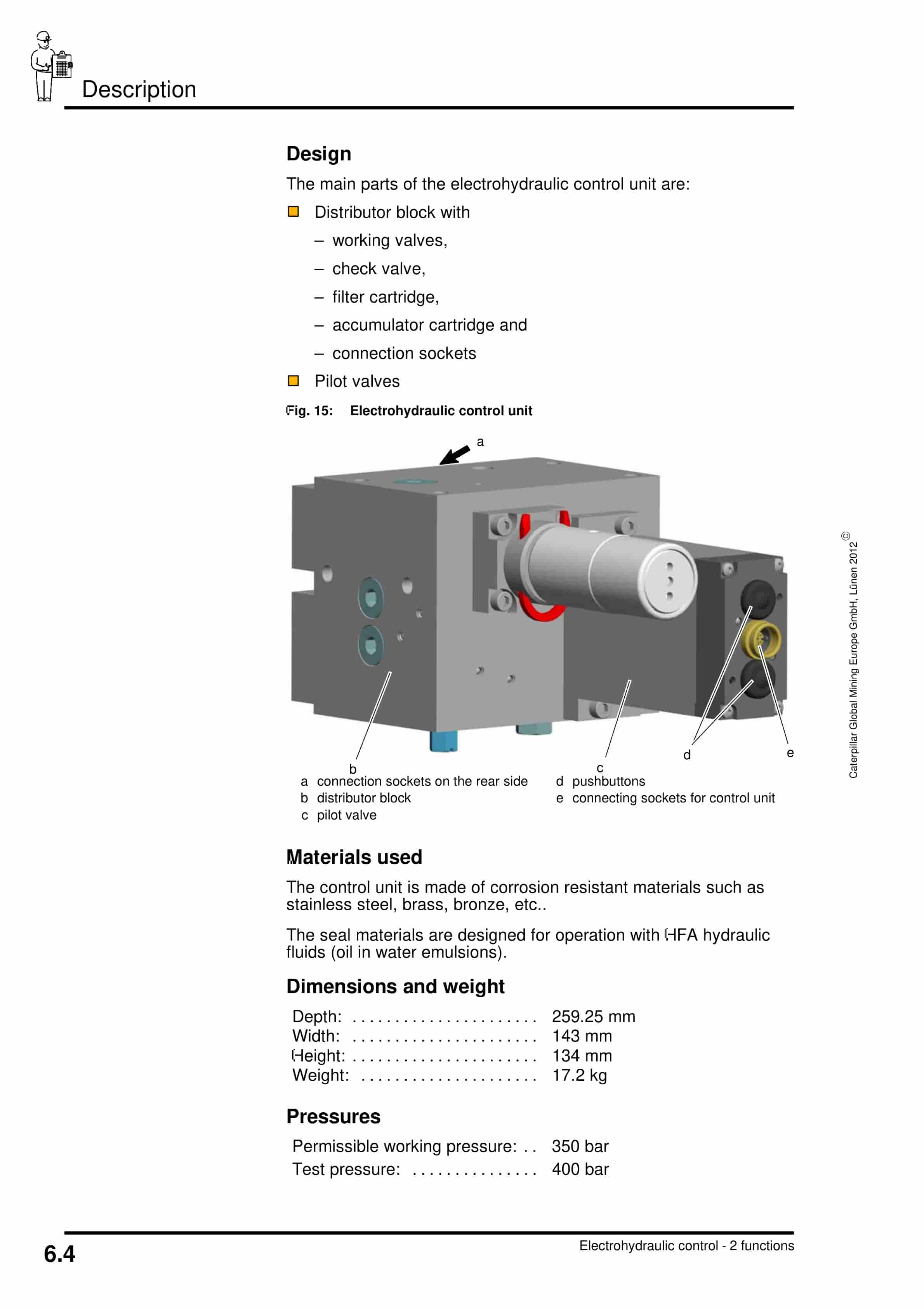 Caterpillar Electrohydraulic Control Unit, 2 Functions Operating Manual 8154 122 000 BA 00 4 Caterpillar Electrohydraulic Control Unit, 2 Functions Operating Manual 8154 122 000 BA 00-4