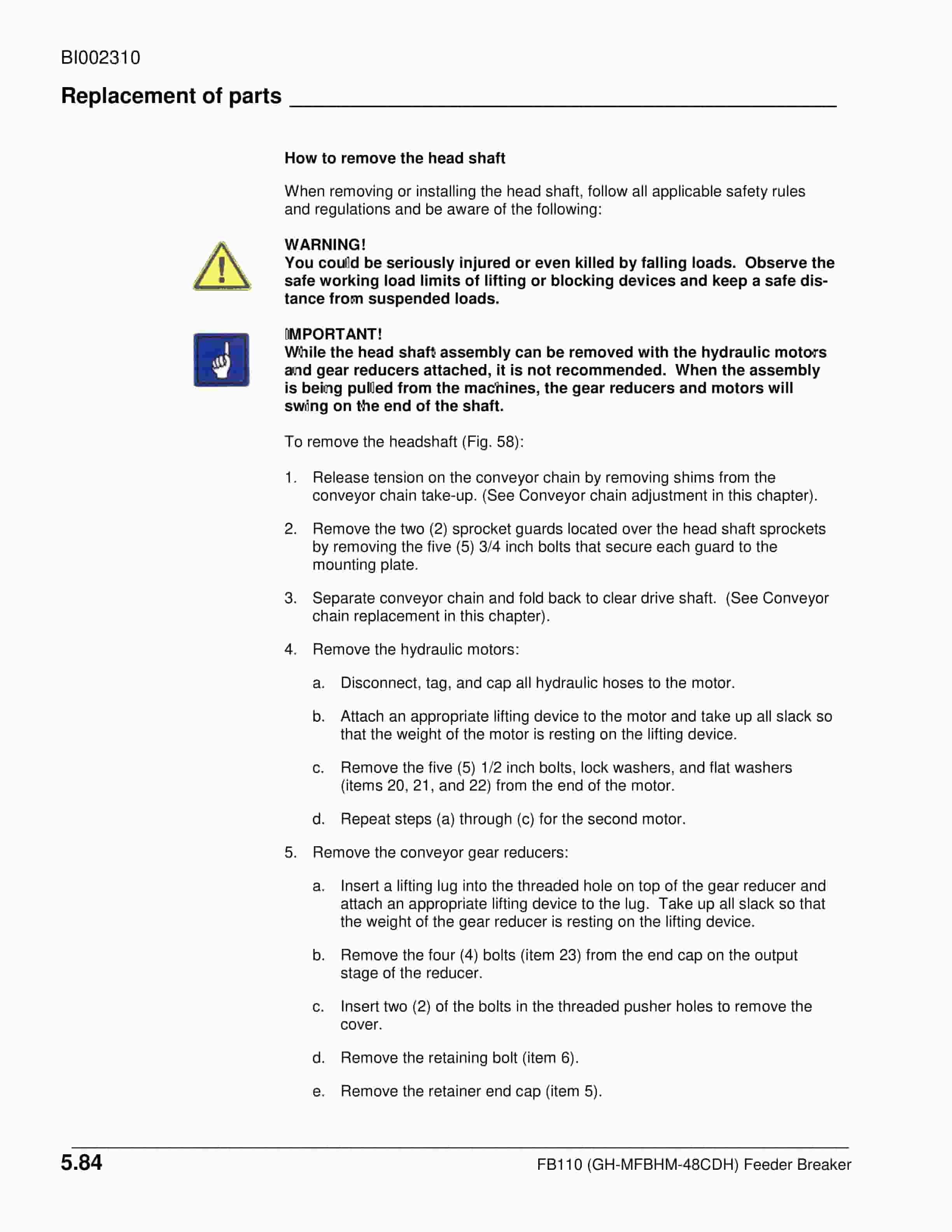 Caterpillar FB110 (GH-MFBHM-48CDH) Feeder Breaker Operation And Maintenance Manual BI002310-2