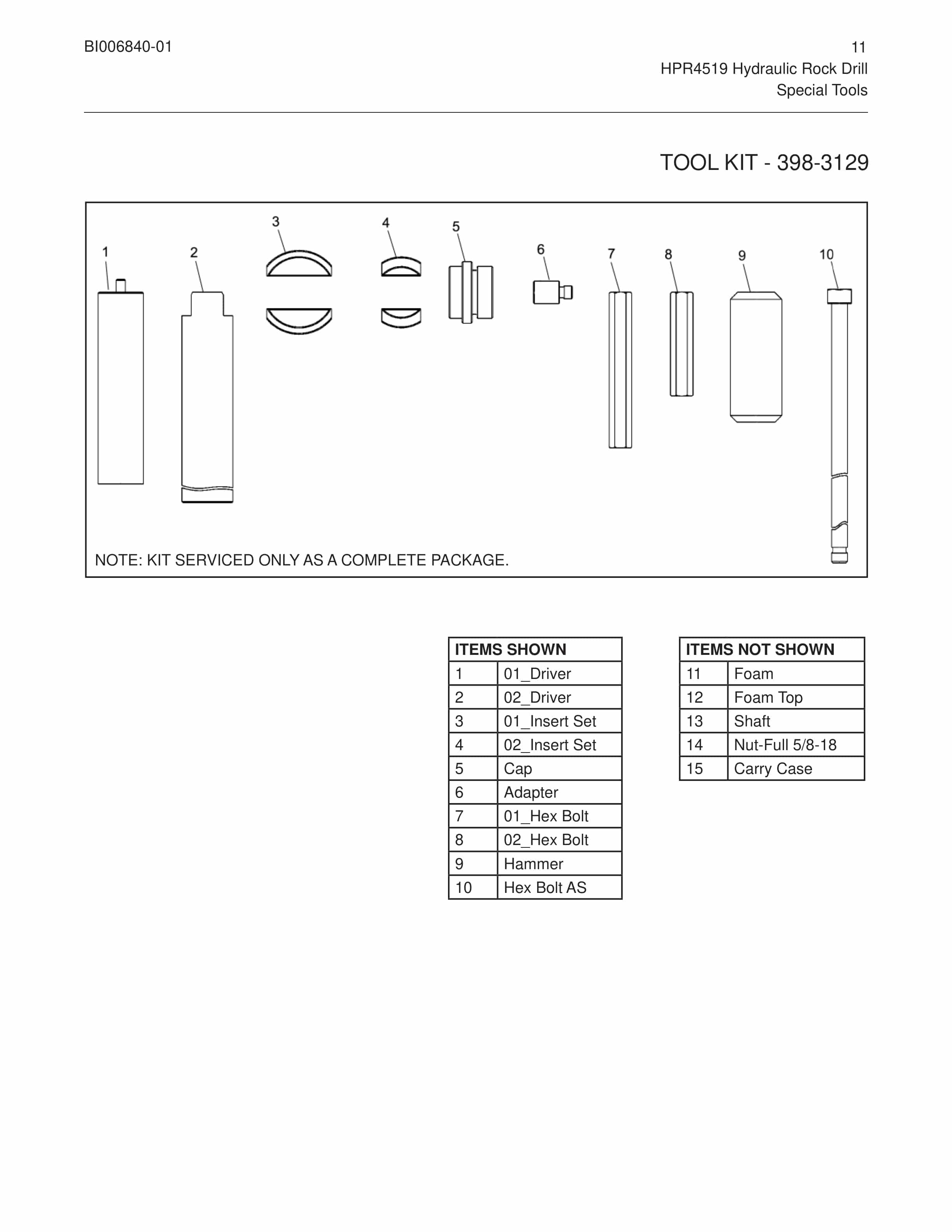 Caterpillar HPR4519 Hydraulic Rock Drill Parts List BI006840-01-5