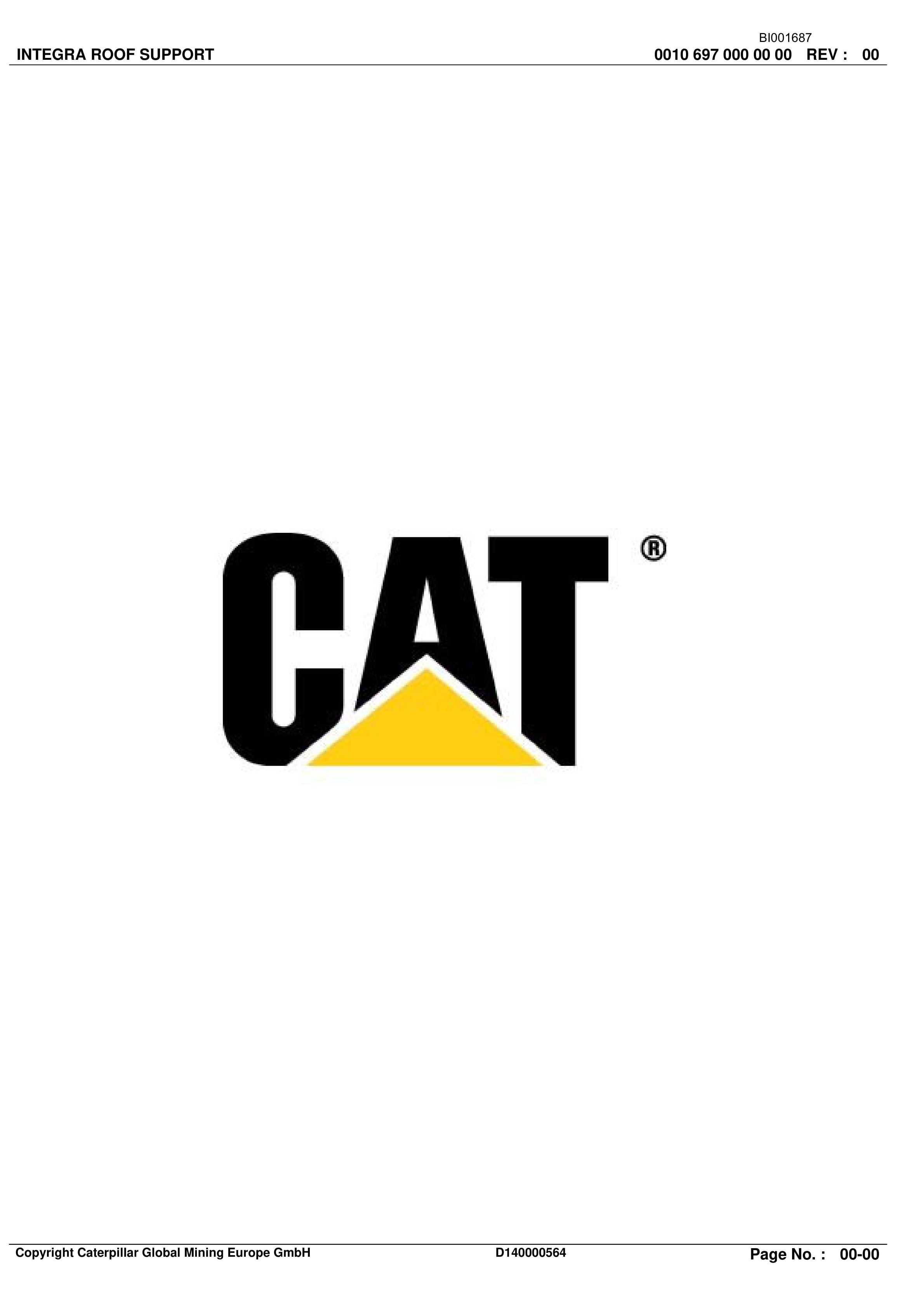 Caterpillar Integra Roof Support Parts Catalog BI001687 1 Caterpillar Integra Roof Support Parts Catalog BI001687