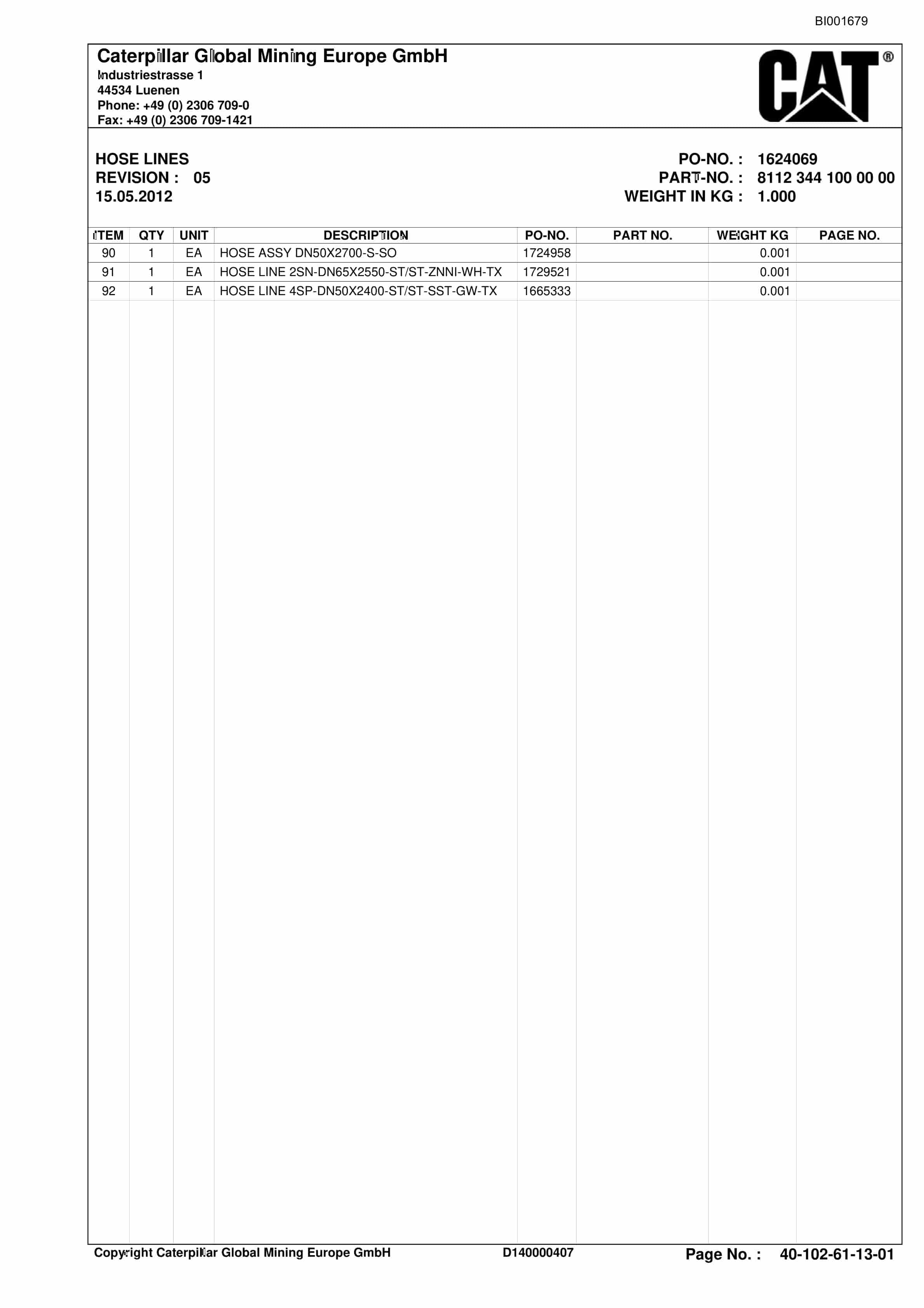 Caterpillar Kestrel Roof Support And Accessories Parts Catalog BI001679 3 Caterpillar Kestrel Roof Support And Accessories Parts Catalog BI001679-3