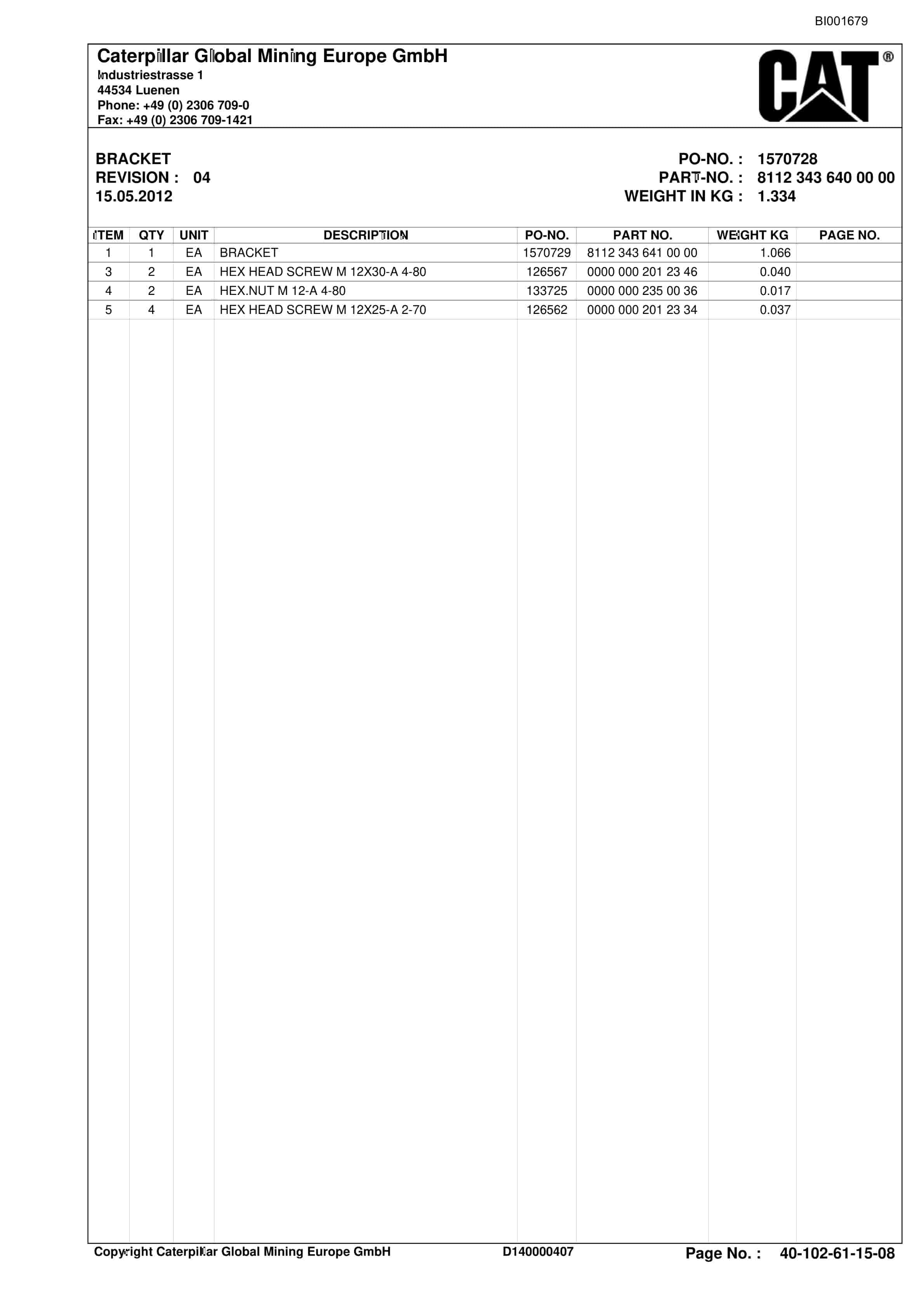 Caterpillar Kestrel Roof Support And Accessories Parts Catalog BI001679 4 Caterpillar Kestrel Roof Support And Accessories Parts Catalog BI001679-4