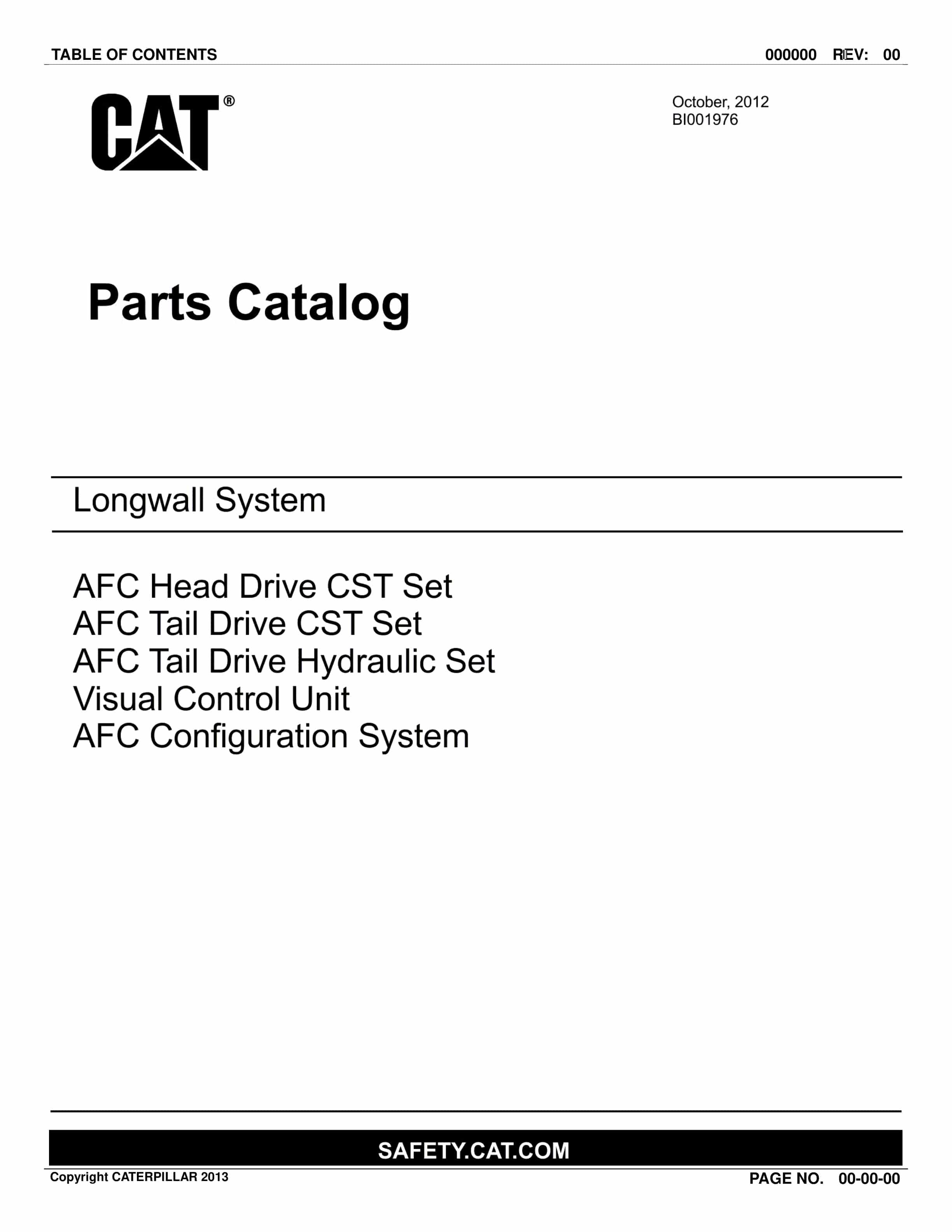 Caterpillar Longwall System Parts Catalog BI001976 1 Caterpillar Longwall System Parts Catalog BI001976