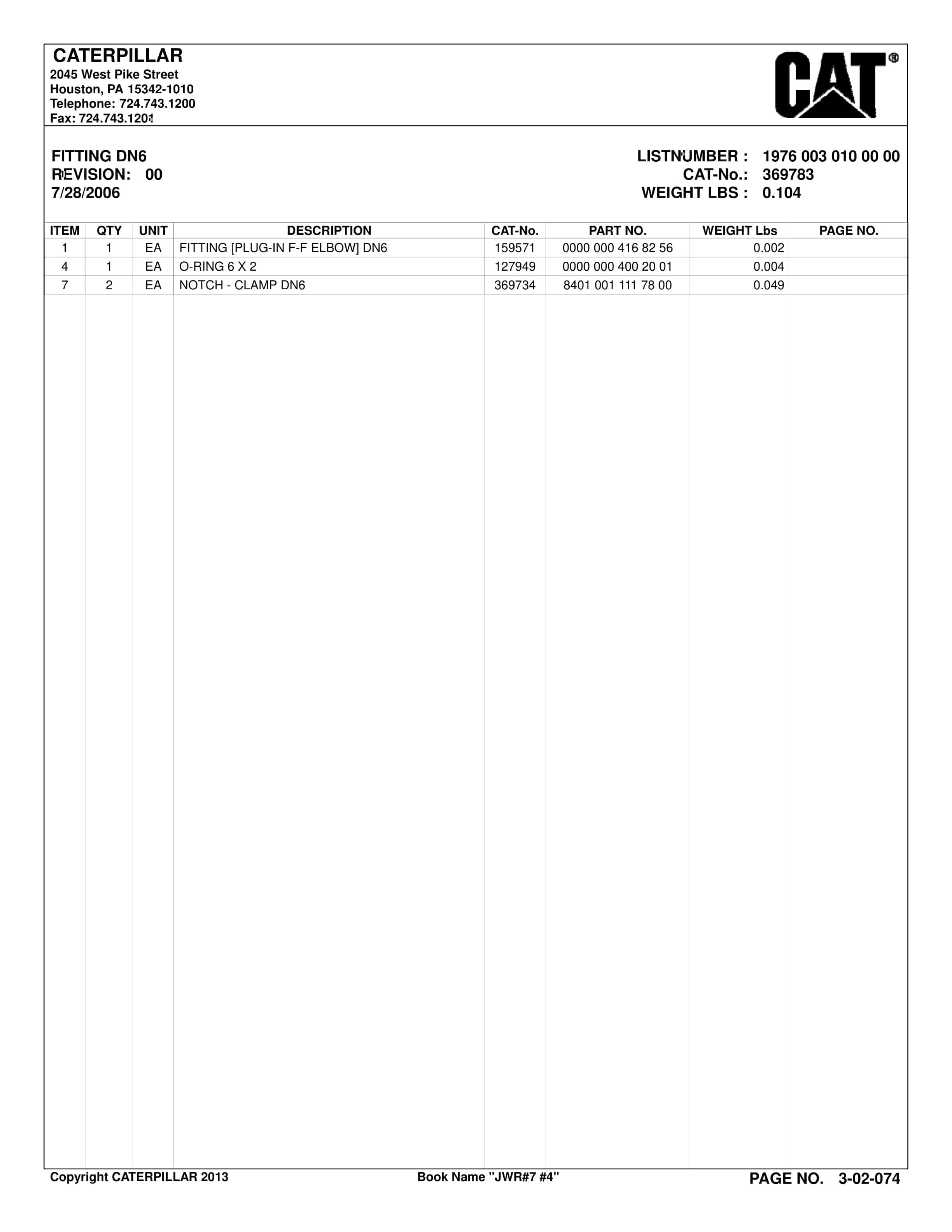 Caterpillar Longwall System Parts Catalog BI001976 5 Caterpillar Longwall System Parts Catalog BI001976-5