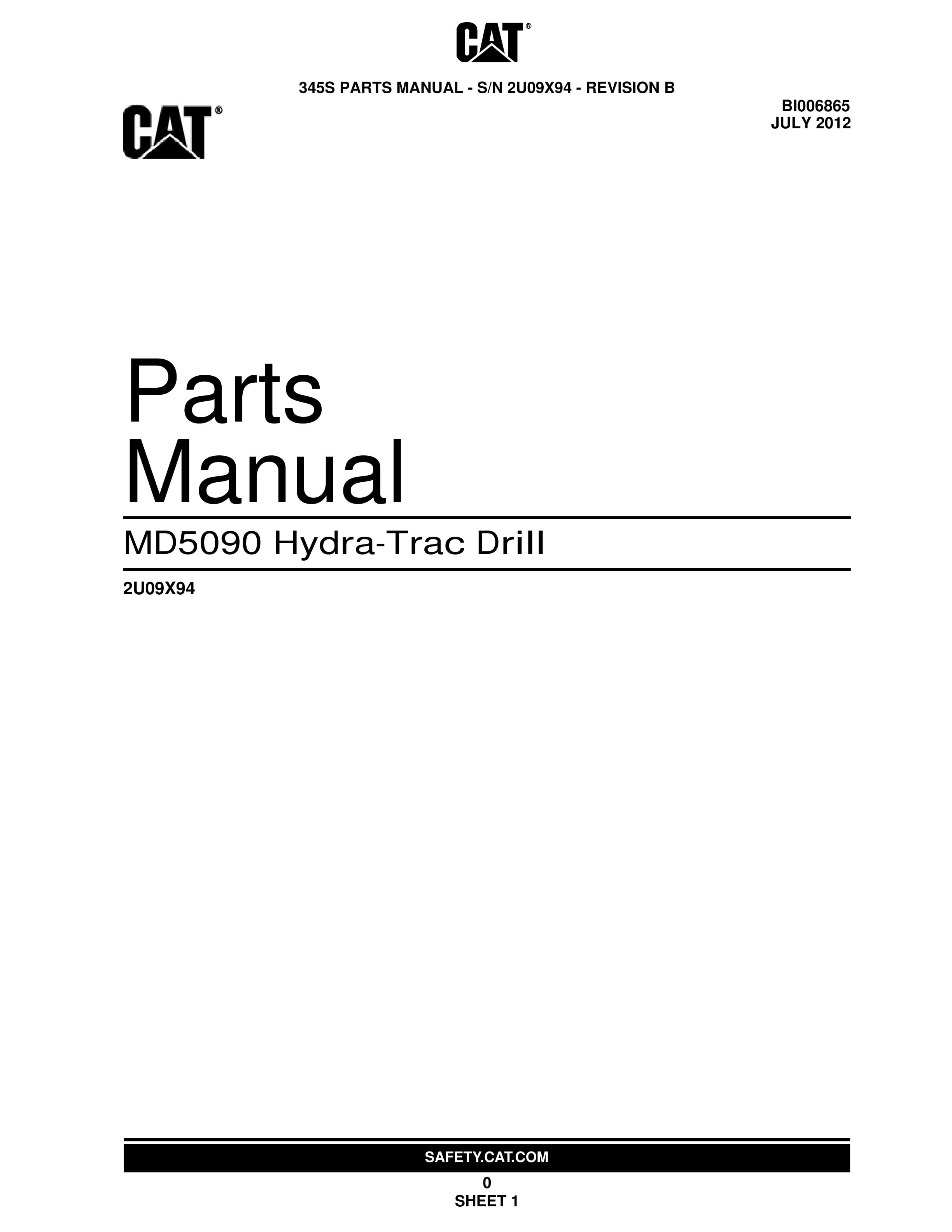 Caterpillar MD5090 Hydra-Trac Drill Parts Manual BI006865 1 Caterpillar MD5090 Hydra-Trac Drill Parts Manual BI006865