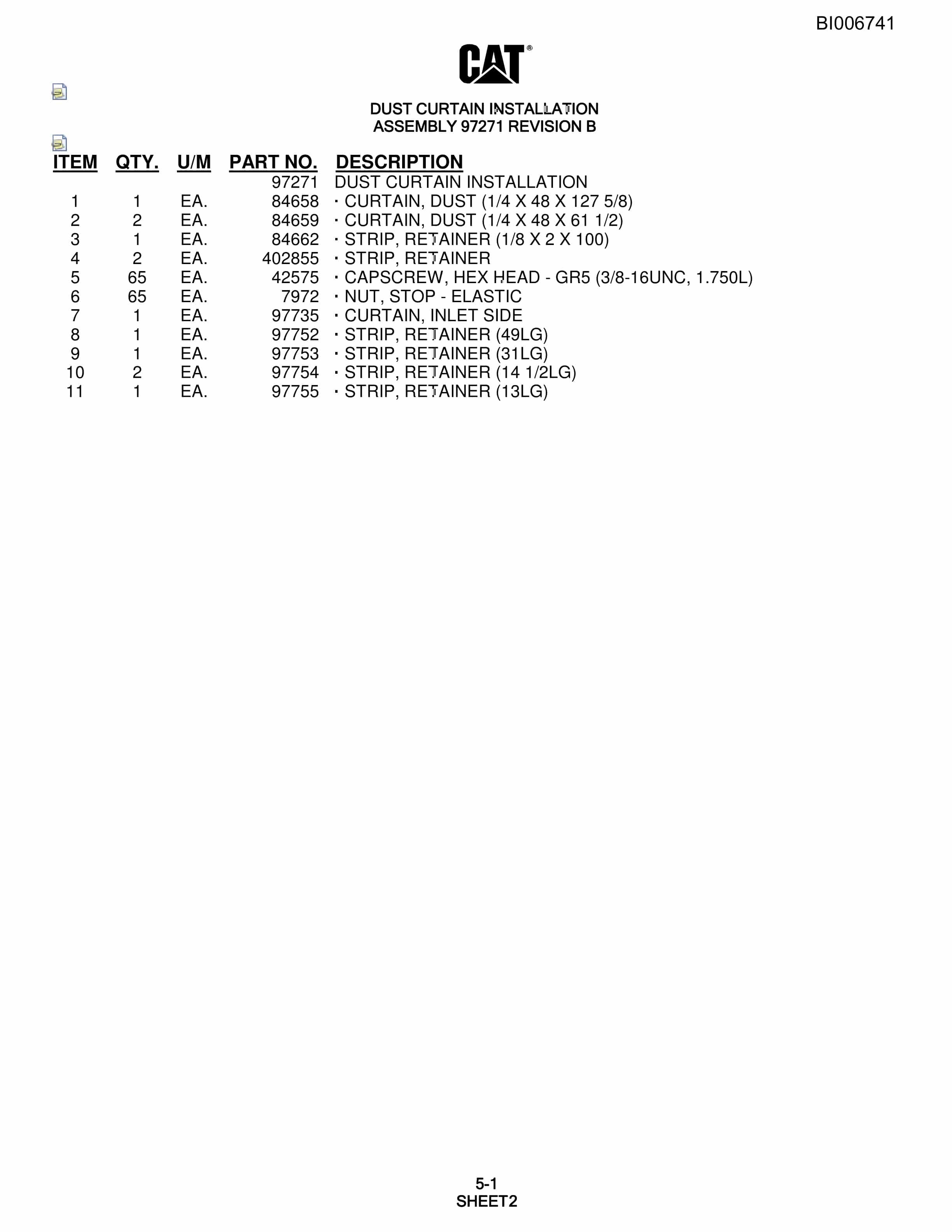 Caterpillar MD6290 Rotary Blasthole Drill Parts Manual BI006741-2