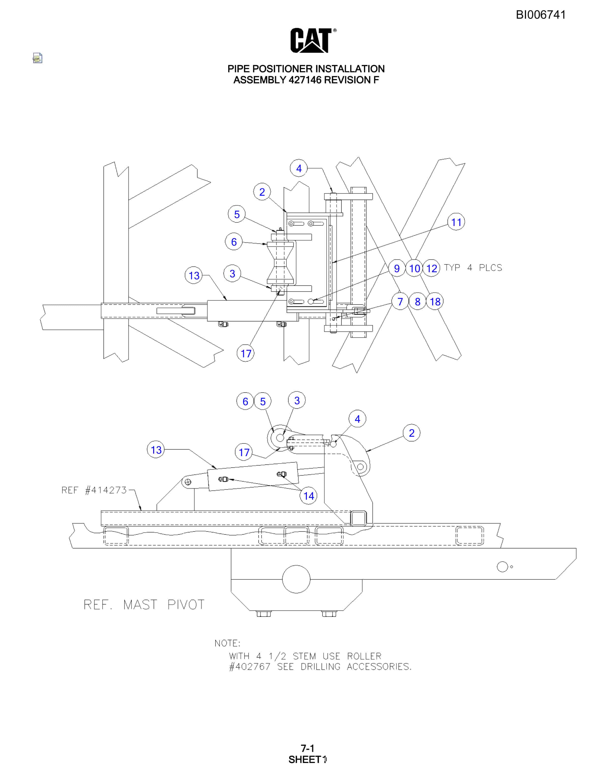 Caterpillar MD6290 Rotary Blasthole Drill Parts Manual BI006741-3