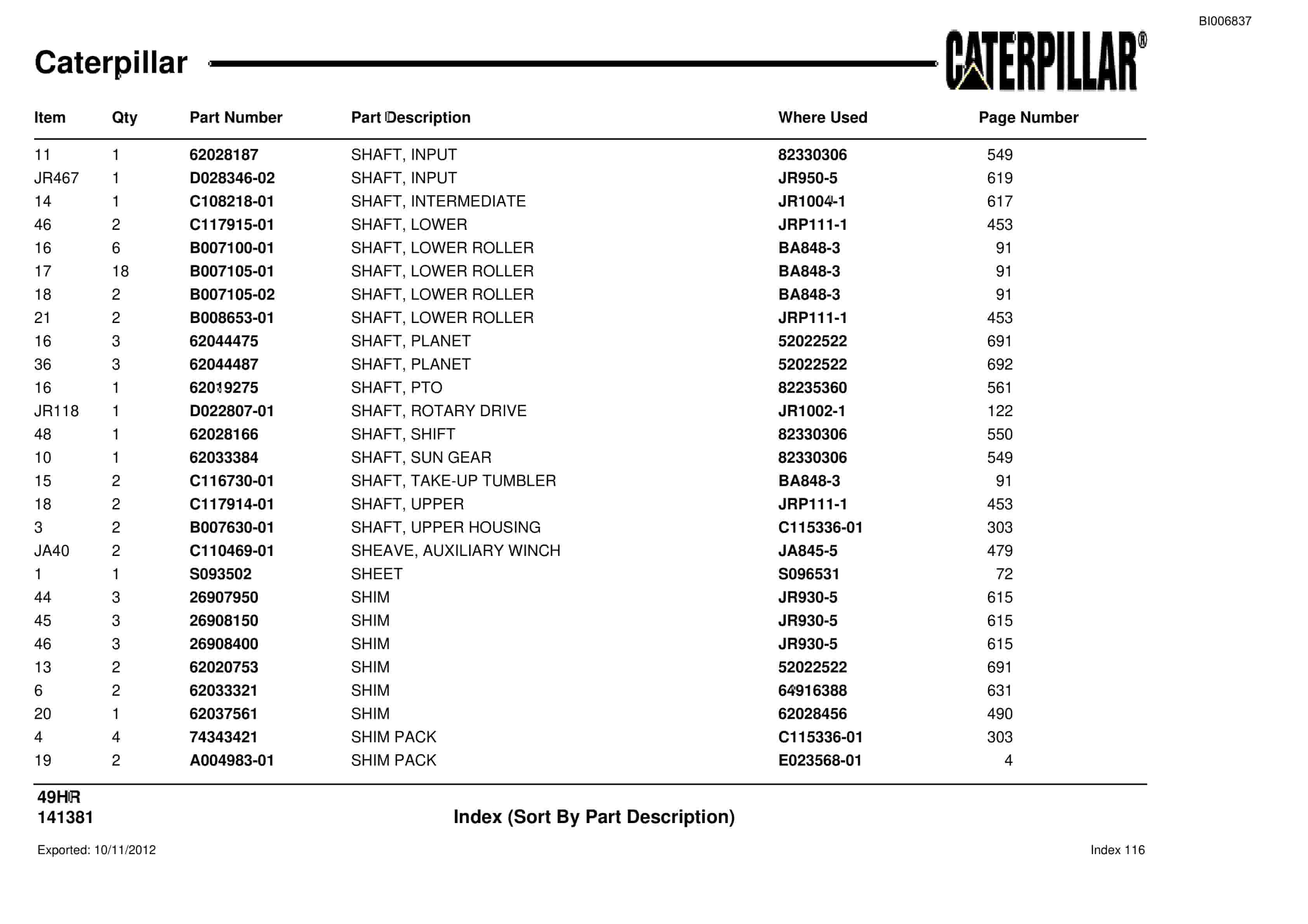 Caterpillar MD6640 Blast Hole Drill Parts Manual BI006837 4 Caterpillar MD6640 Blast Hole Drill Parts Manual BI006837-4