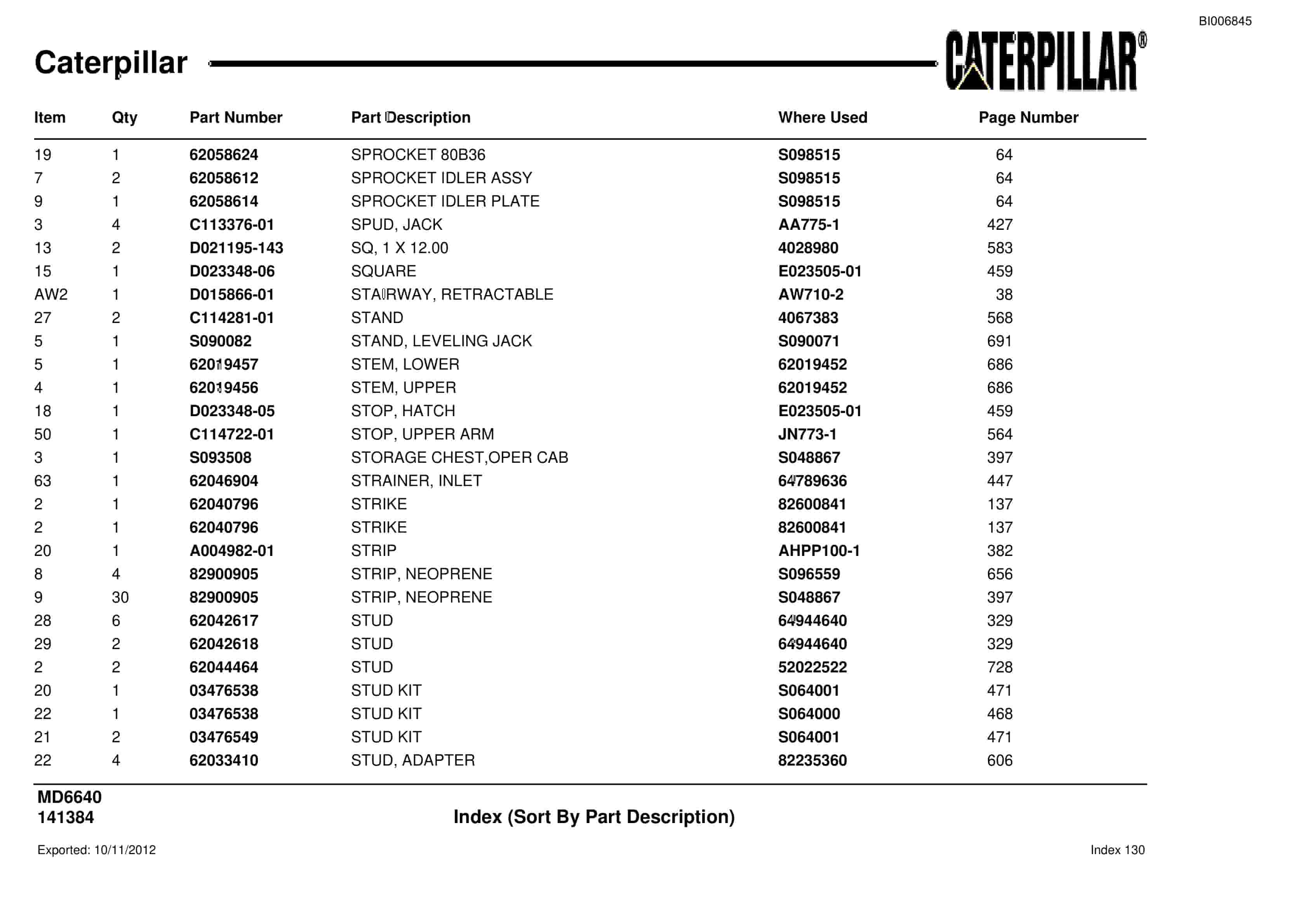 Caterpillar MD6640 Blast Hole Drill Parts Manual BI006845 4 Caterpillar MD6640 Blast Hole Drill Parts Manual BI006845-4