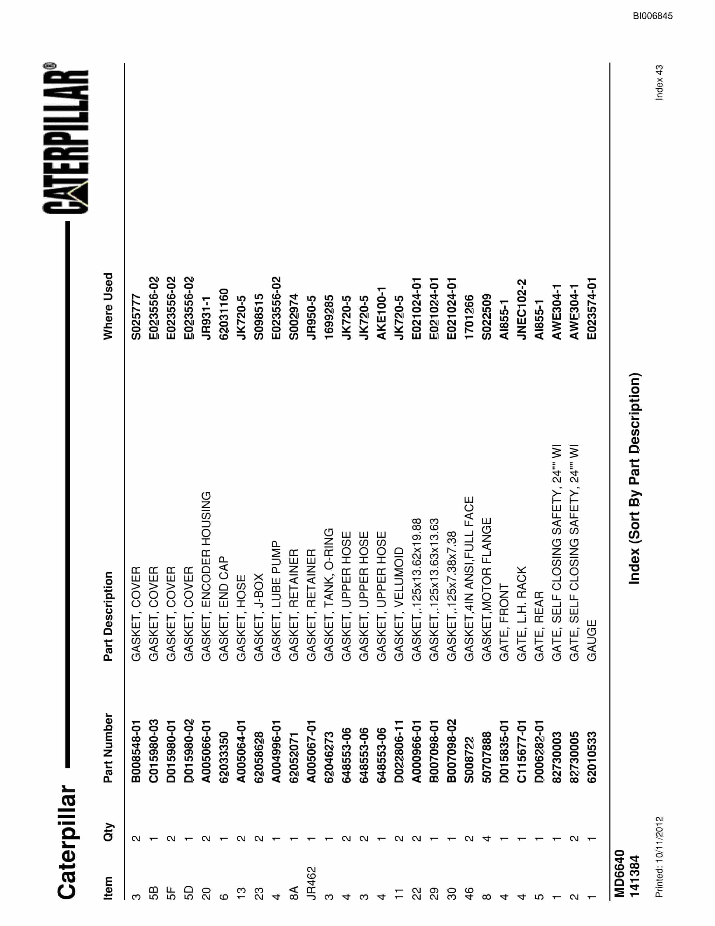 Caterpillar MD6640 Blast Hole Drill Parts Manual BI006845 5 Caterpillar MD6640 Blast Hole Drill Parts Manual BI006845-5