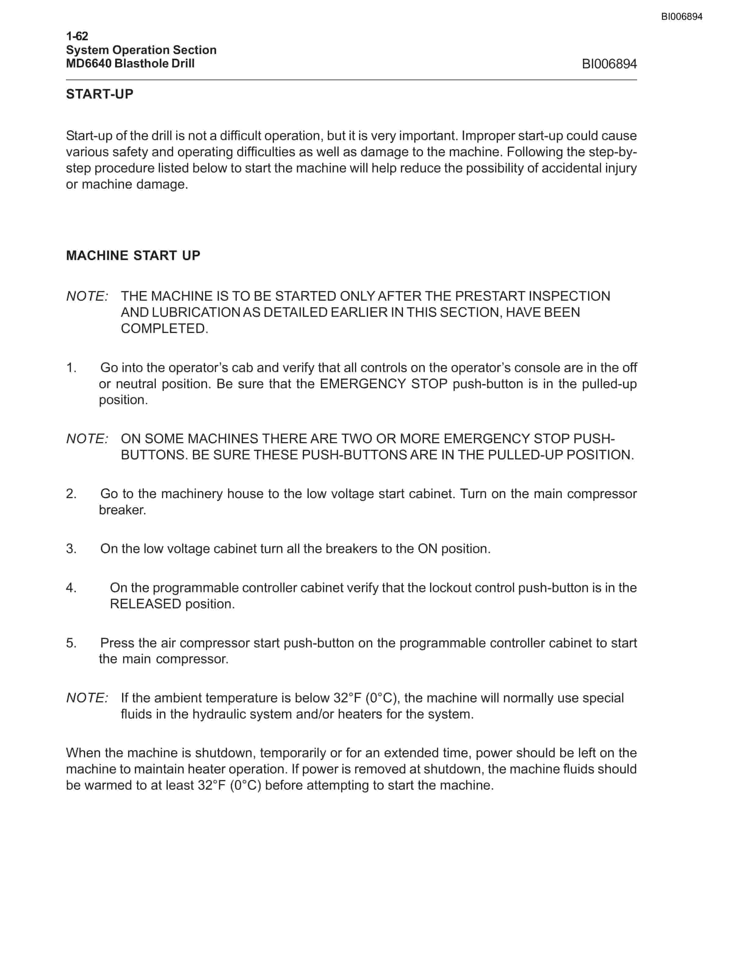 Caterpillar MD6640 Blast Hole Drill System Operation Manual BI006894-2