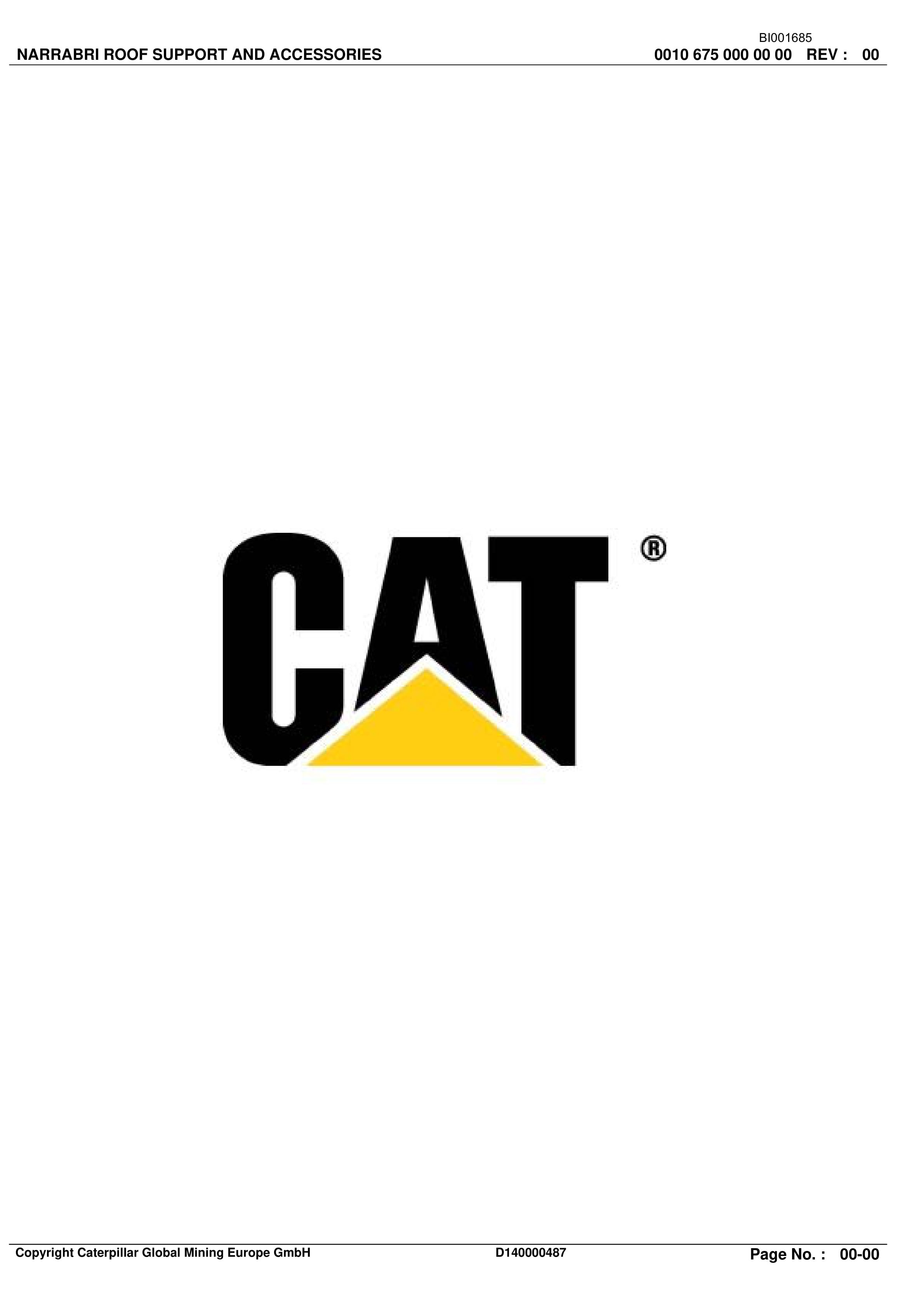 Caterpillar Narrabri Roof Support And Accessories Parts Catalog BI001685 1 Caterpillar Narrabri Roof Support And Accessories Parts Catalog BI001685