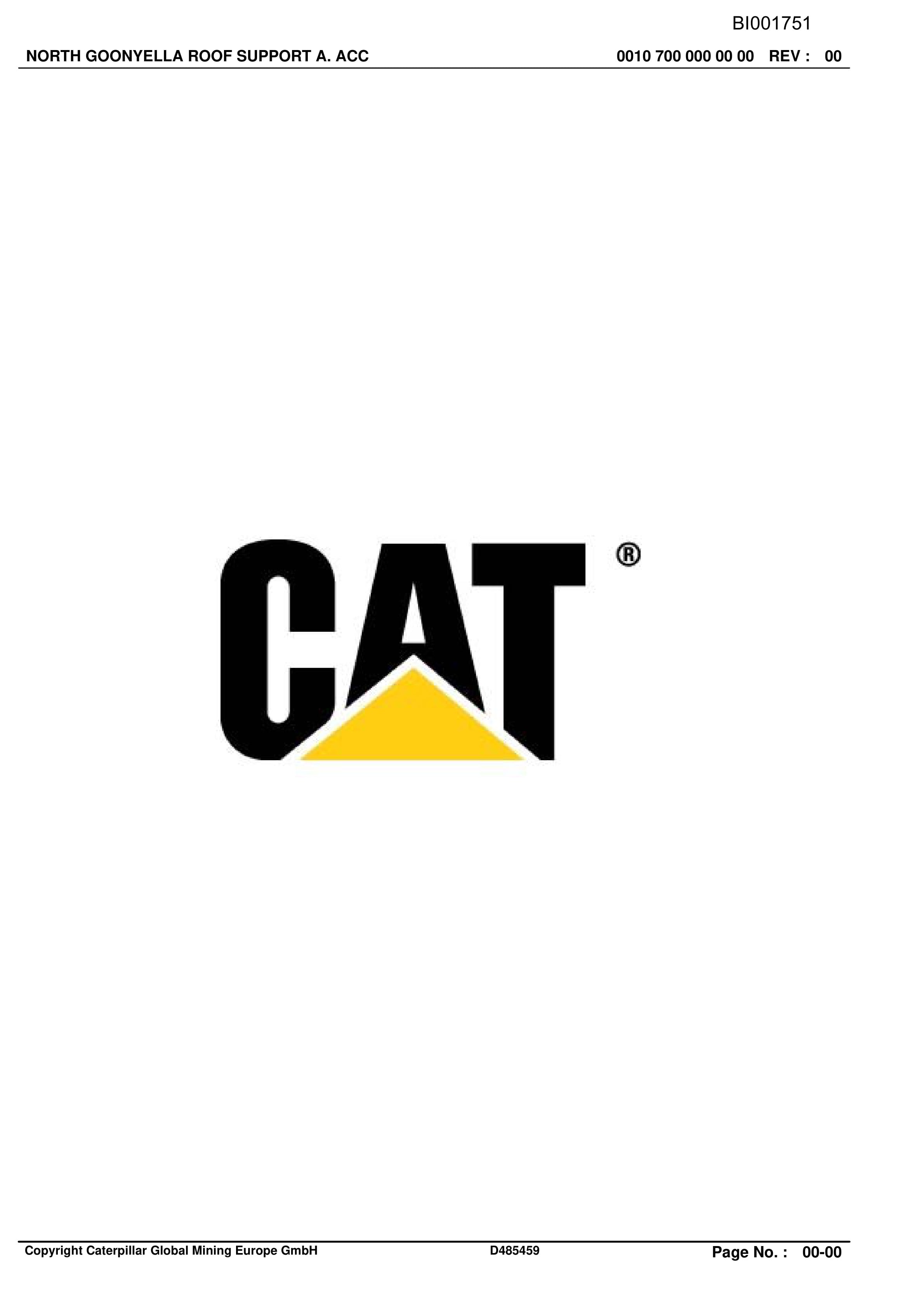 Caterpillar North Goonyella Roof Support A.ACC Parts Manual BI001751 1 Caterpillar North Goonyella Roof Support A.ACC Parts Manual BI001751