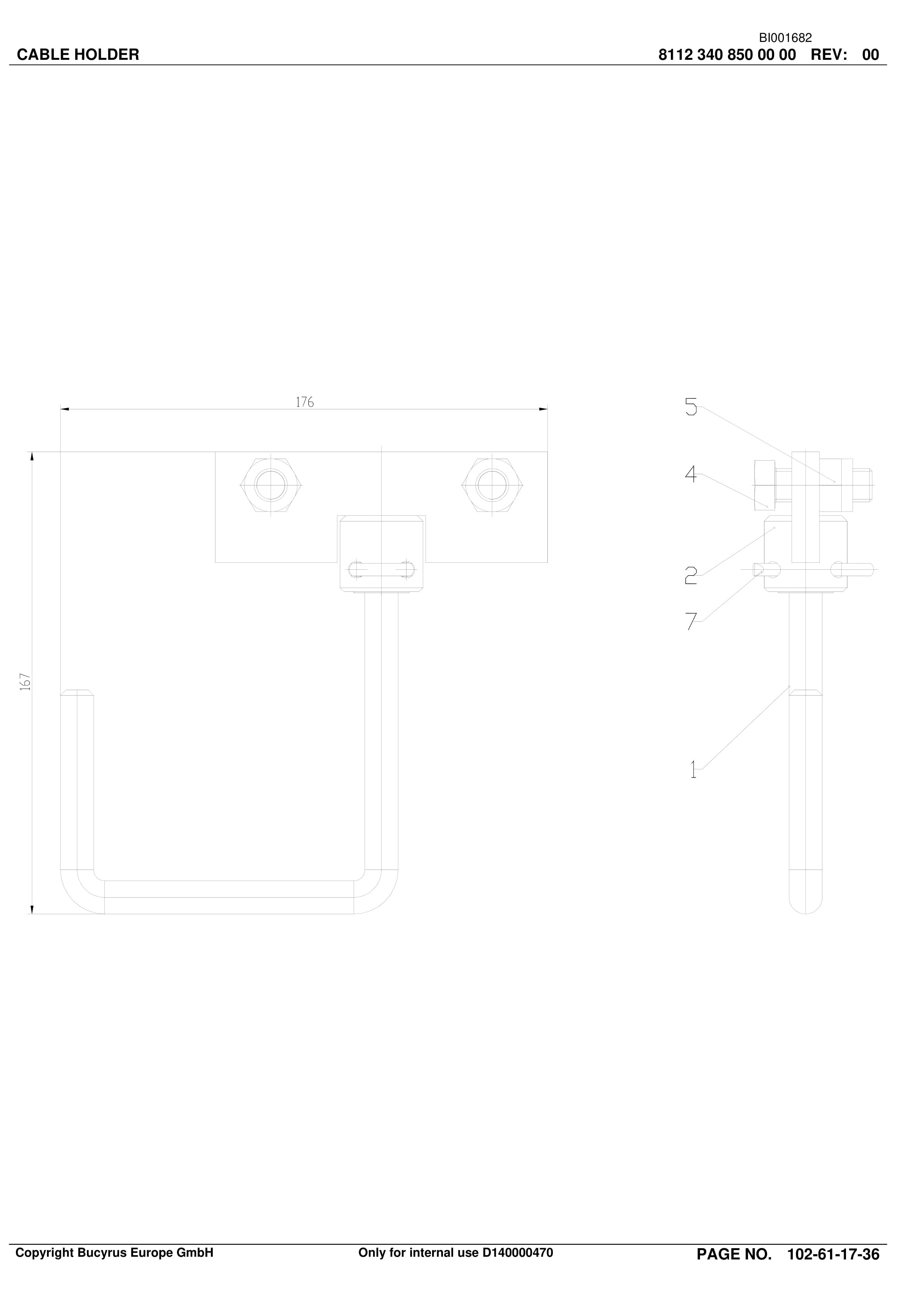 Caterpillar OBJ.AUS.BMA Roof Support And Accessories Parts Catalog BI001682-3