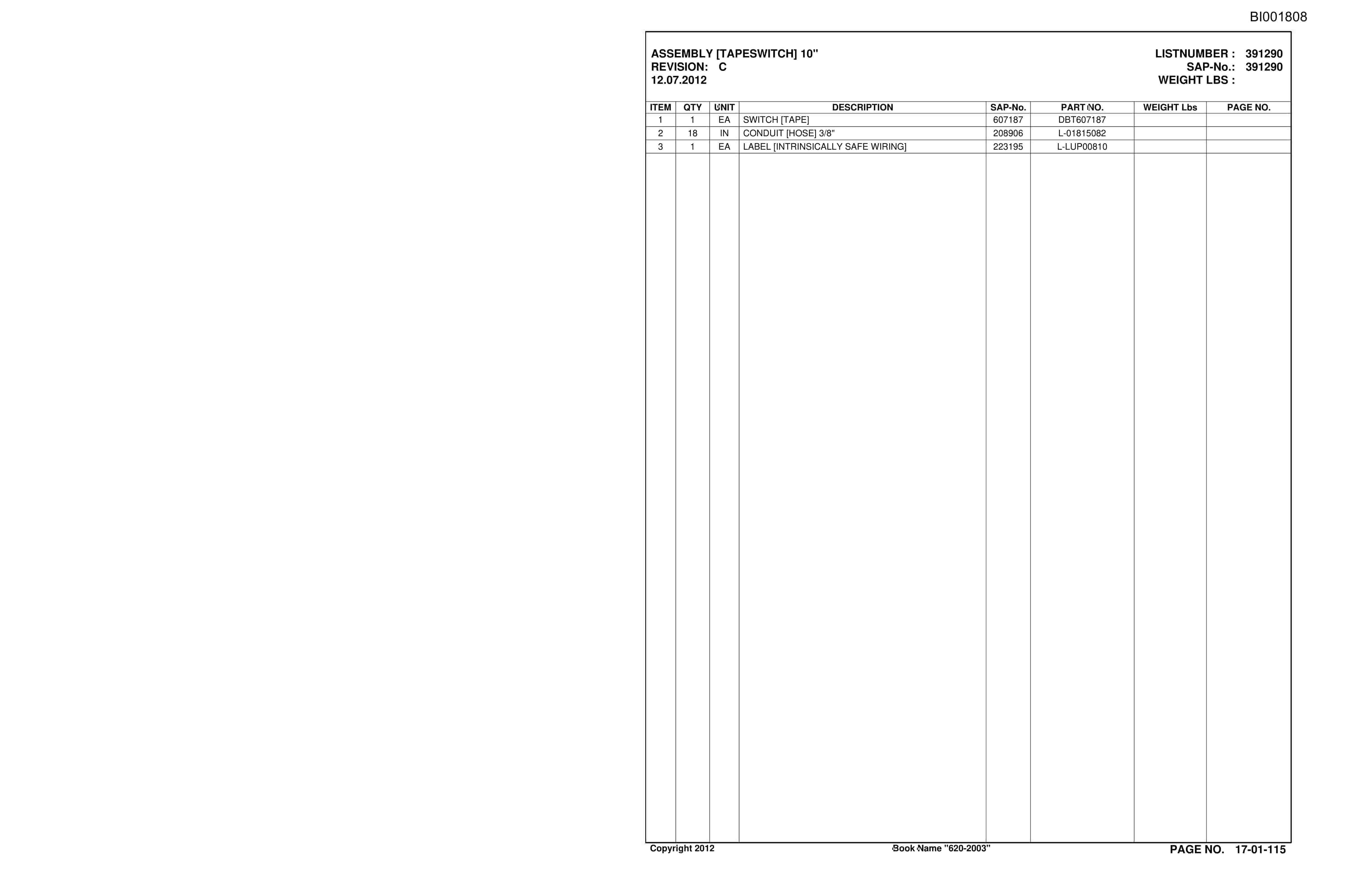 Caterpillar SH620 Roof Support Carrier Parts Manual BI001808 2 Caterpillar SH620 Roof Support Carrier Parts Manual BI001808-2