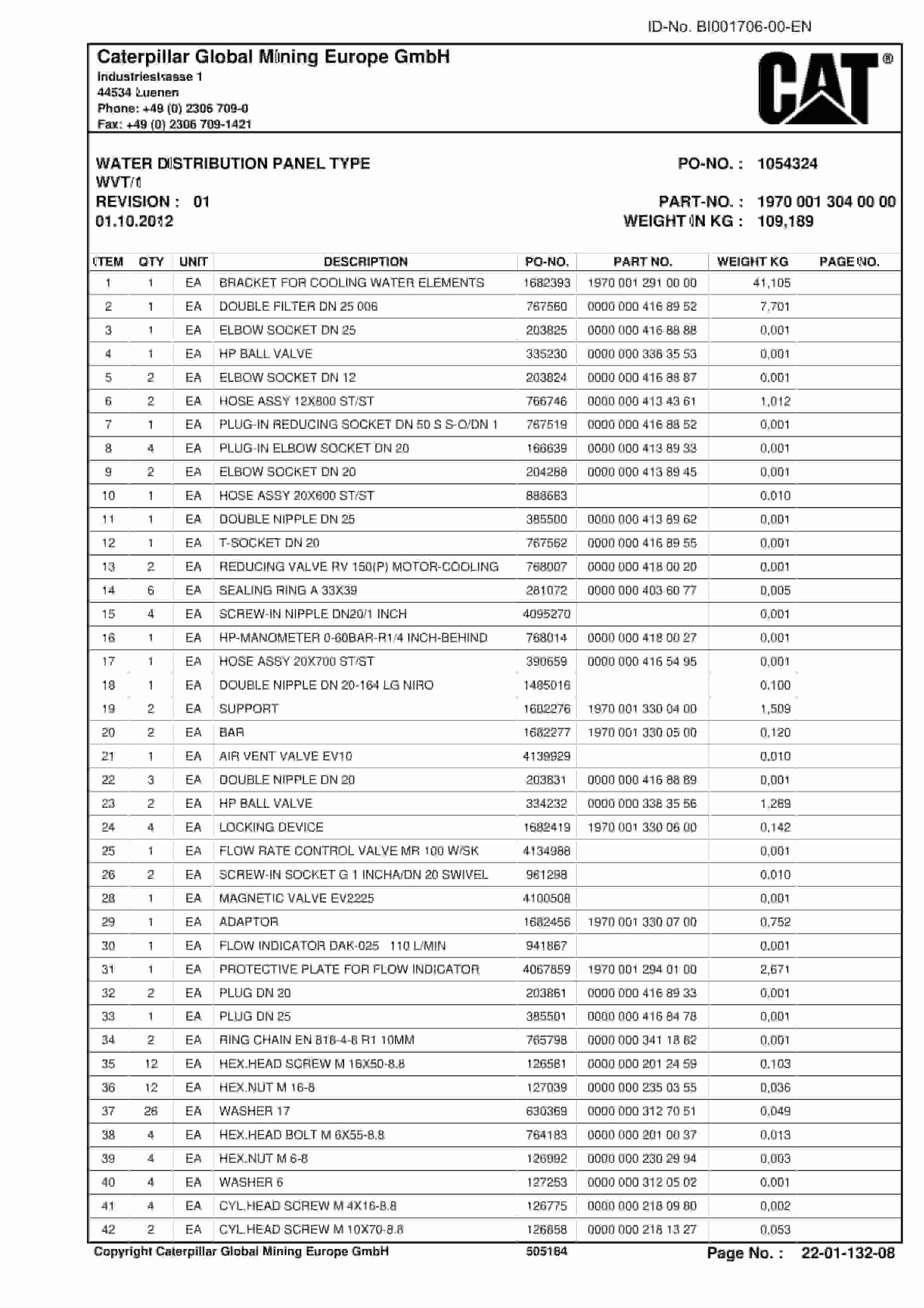 Caterpillar Shearer System Parts Manual BI001706-00-EN-2