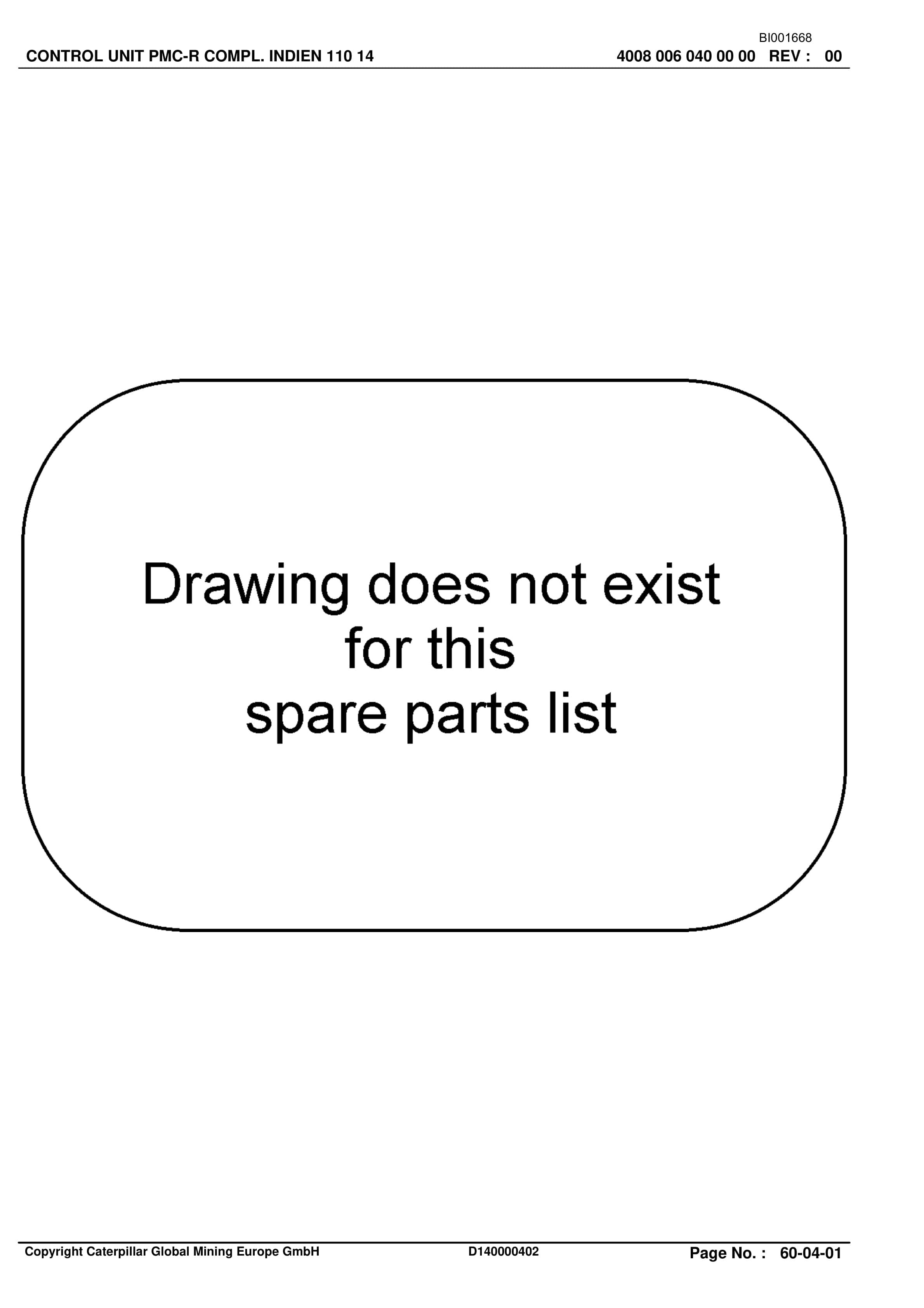Caterpillar Shearer System Spare Parts List BI001668-00-03-4