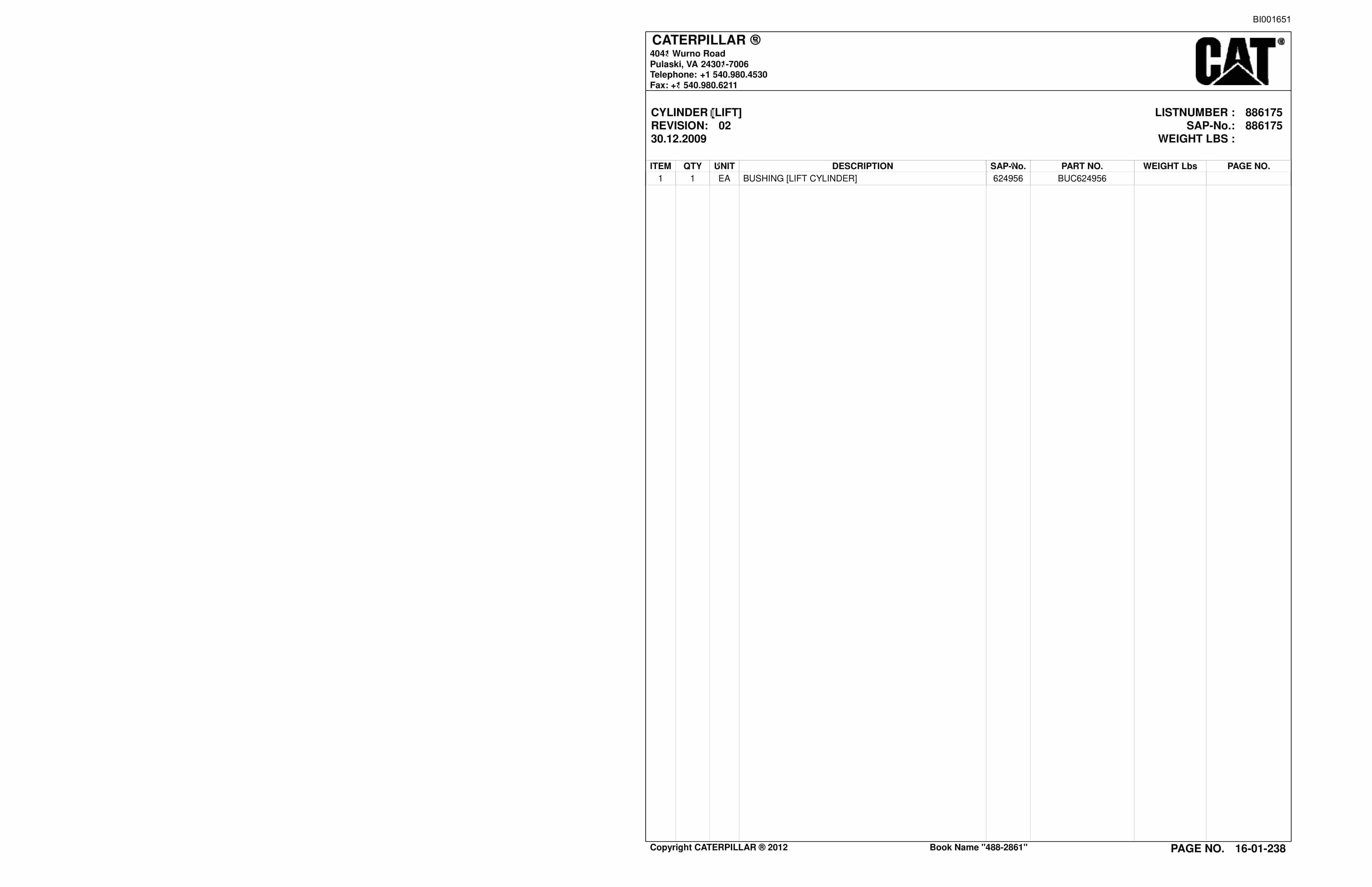 Caterpillar SU488 D SCOOP Parts Manual BI001651 4 Caterpillar SU488 D SCOOP Parts Manual BI001651-4