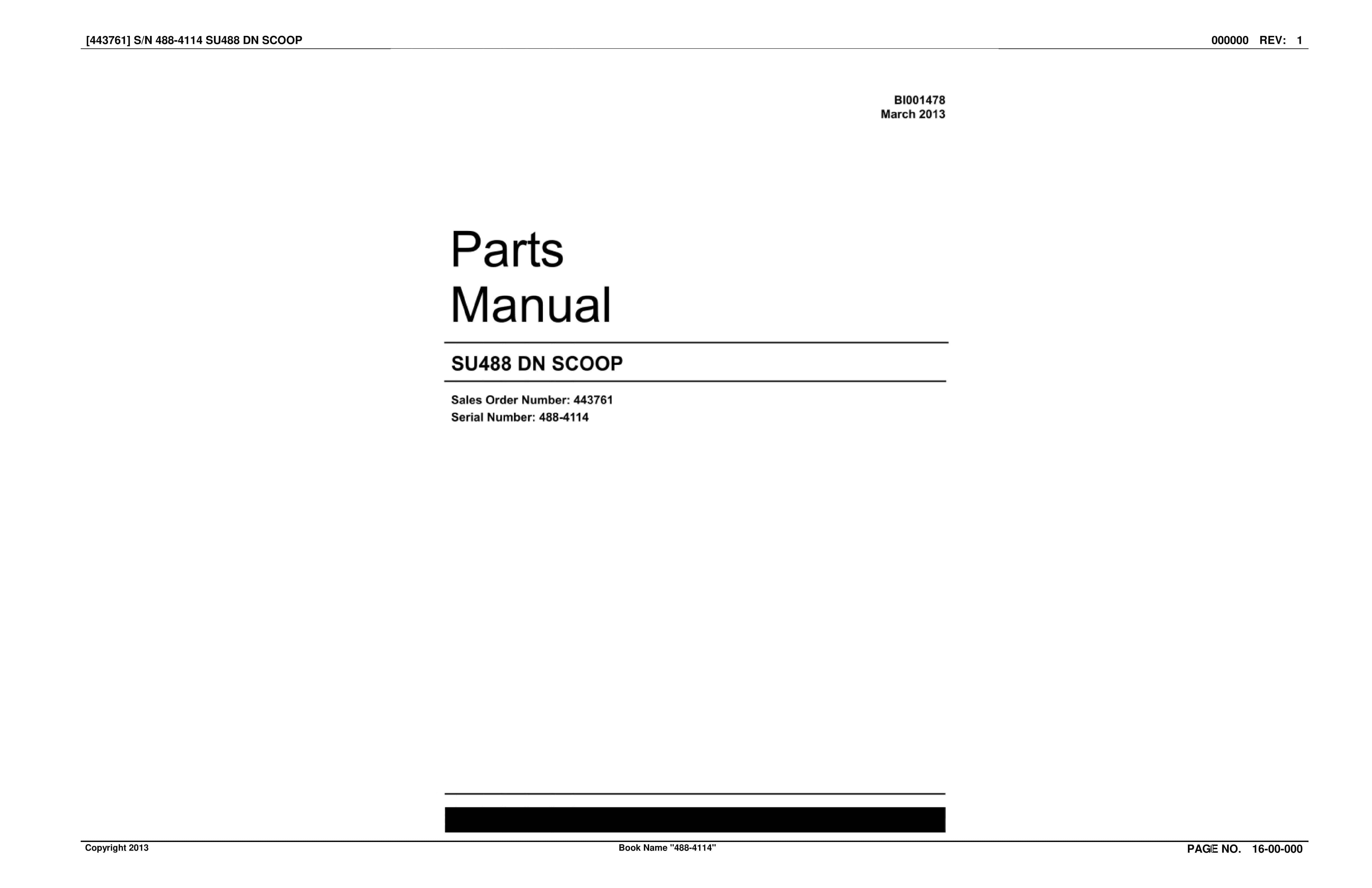 Caterpillar SU488 DN SCOOP Parts Manual BI001478 1 Caterpillar SU488 DN SCOOP Parts Manual BI001478