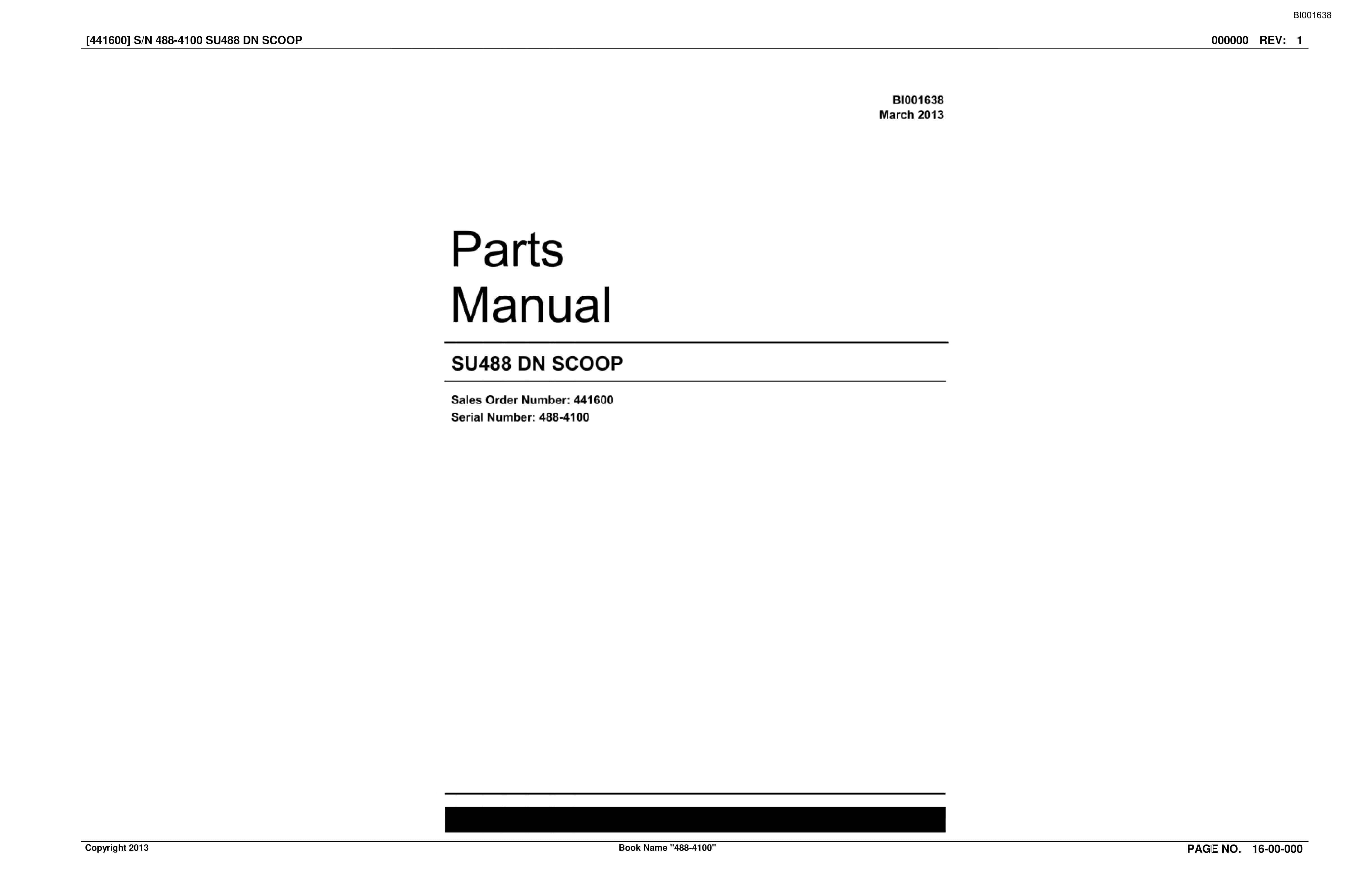 Caterpillar SU488 DN SCOOP Parts Manual BI001638 1 Caterpillar SU488 DN SCOOP Parts Manual BI001638