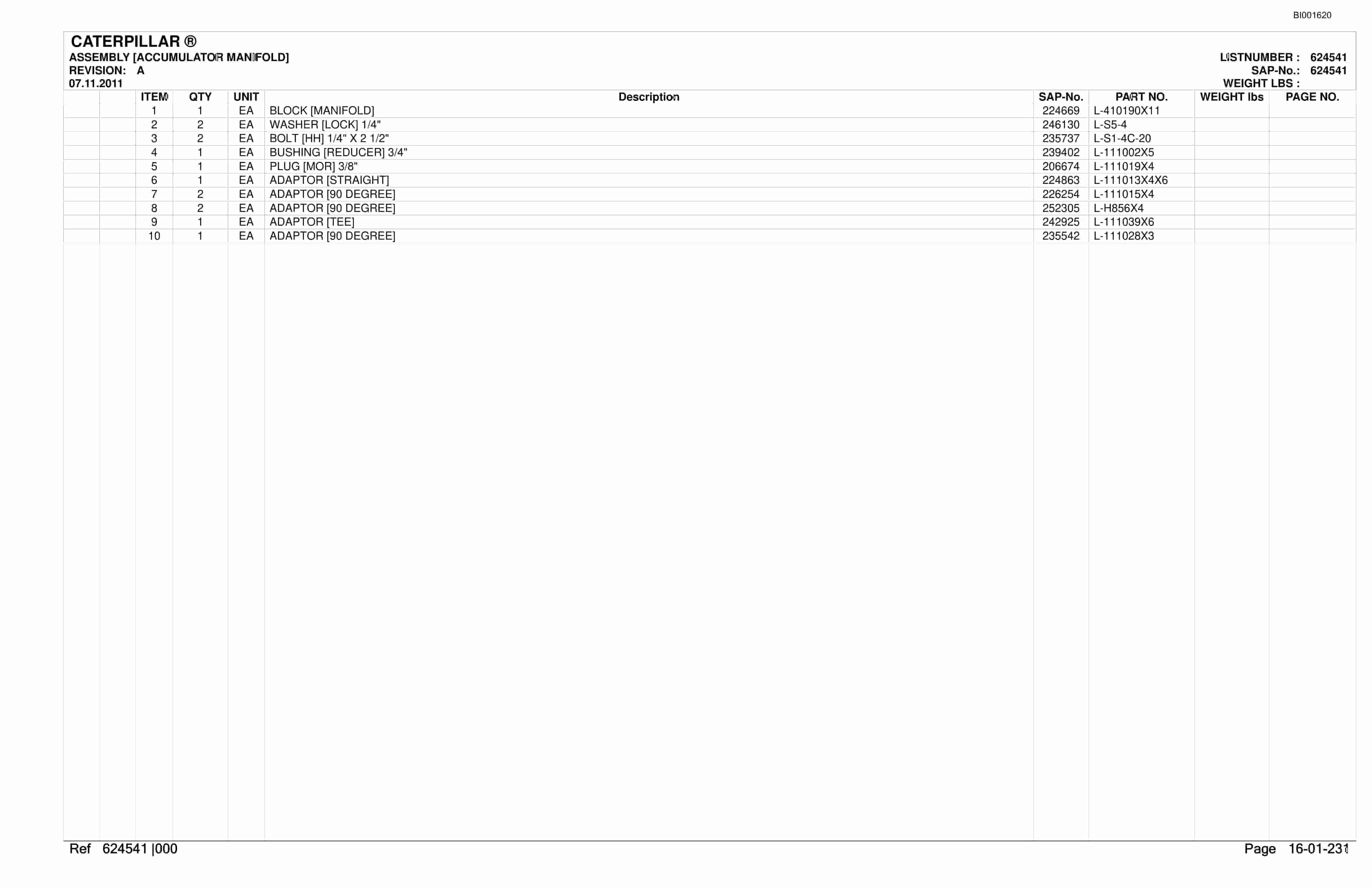 Caterpillar SU488 L SCOOP Parts Manual BI001620-4